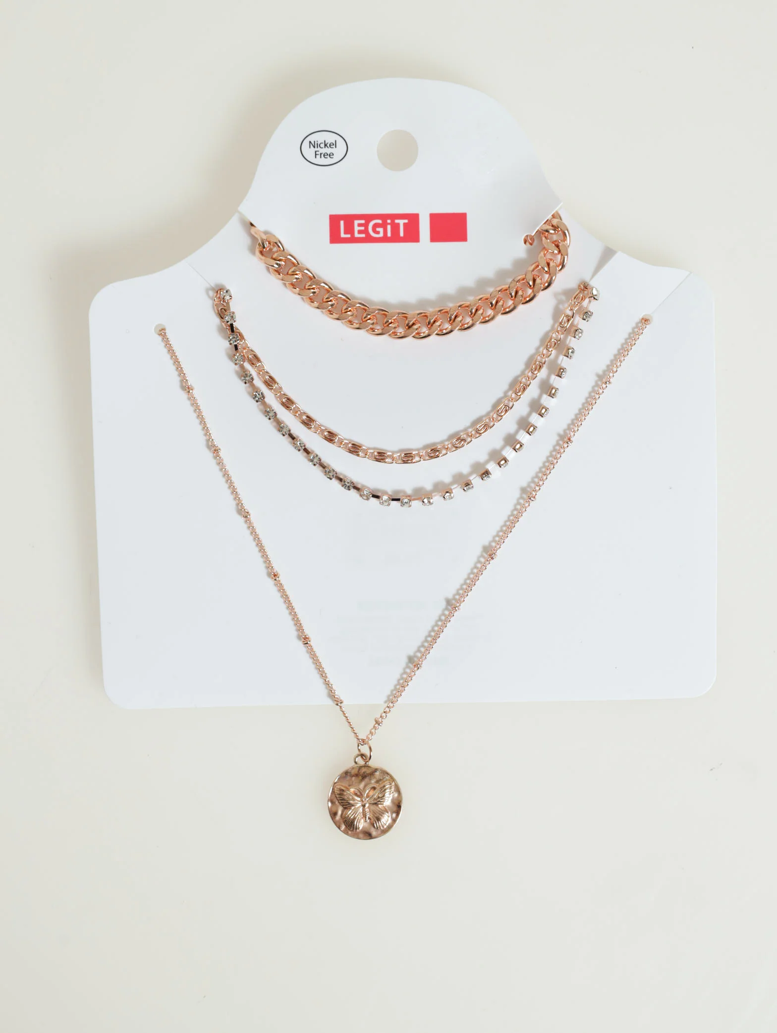4 Layer Diamante Chunky Chain Layered Butterfly Necklace - Image 2