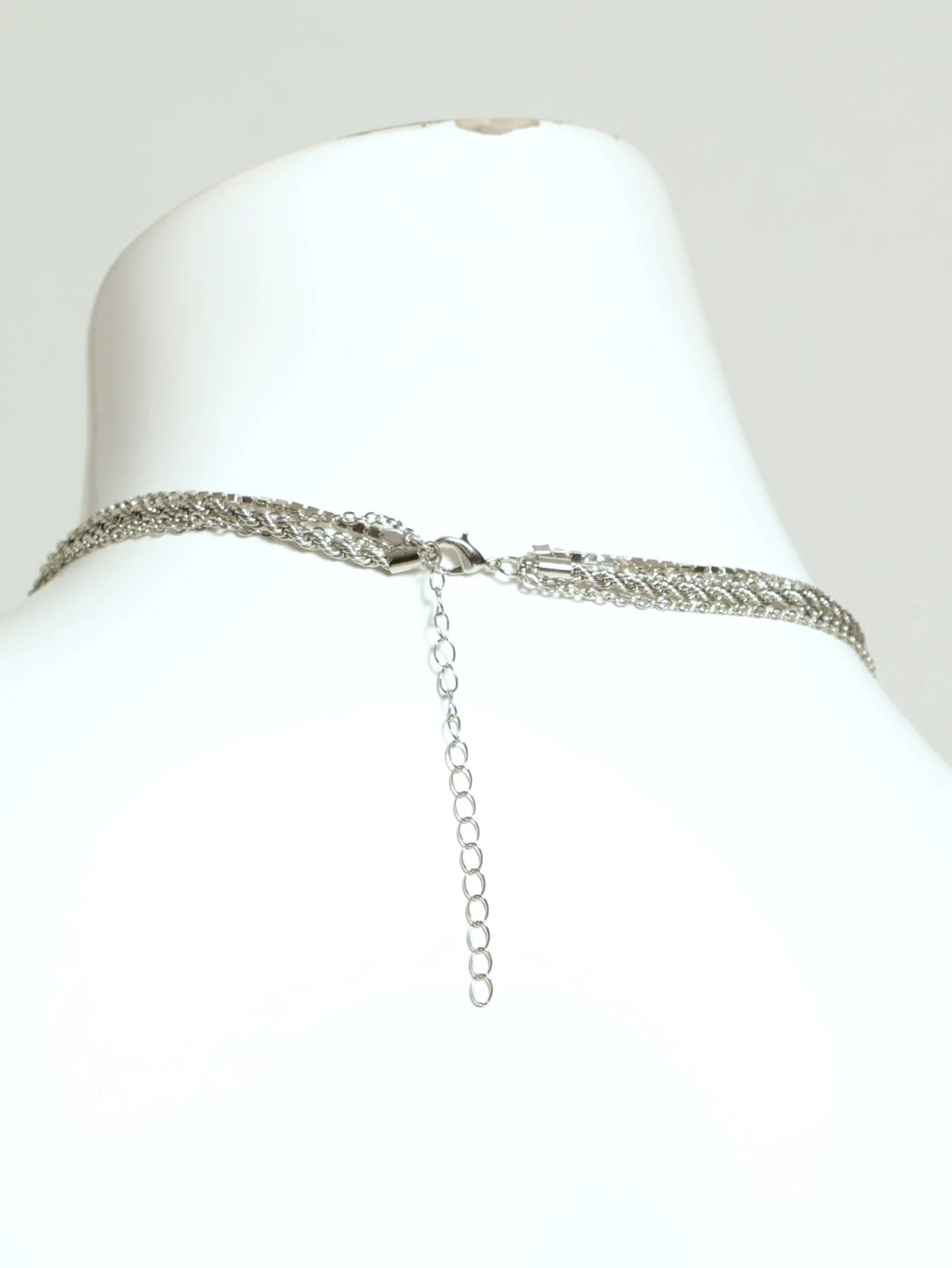 4 Layer Diamante Disc Lariat Necklace - Silver - Image 3