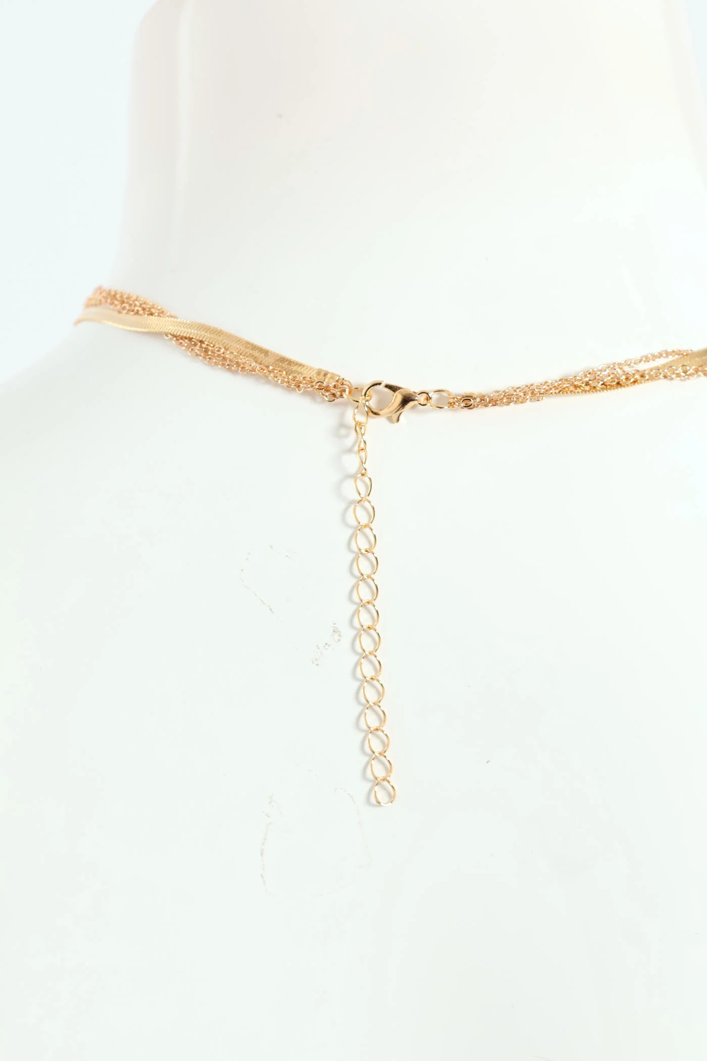 4 Layer Disc & V Pendant Necklace with Matching Earrings - Gold - Image 4