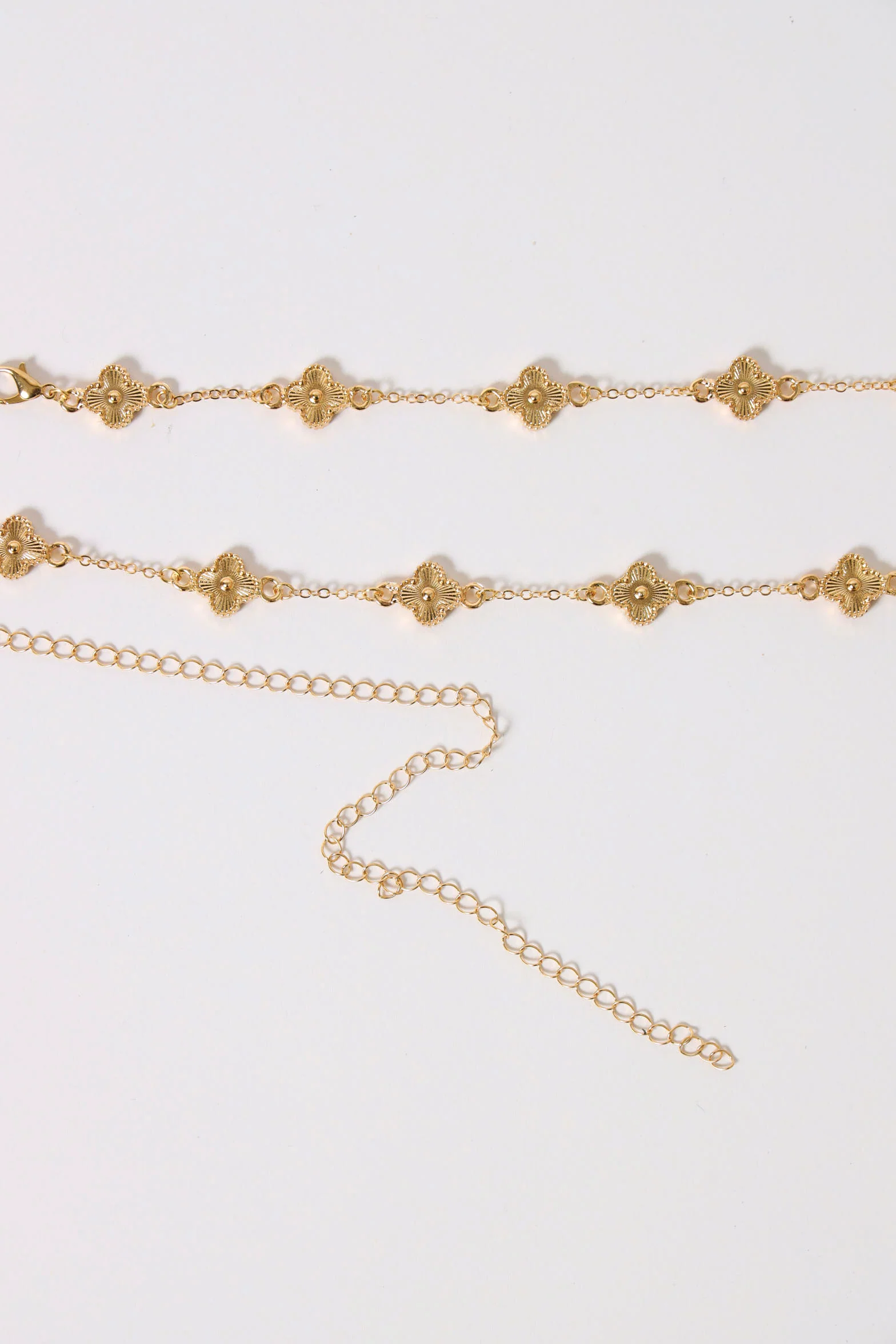 4 Leaf Metal Flower Chain Belt - Gold