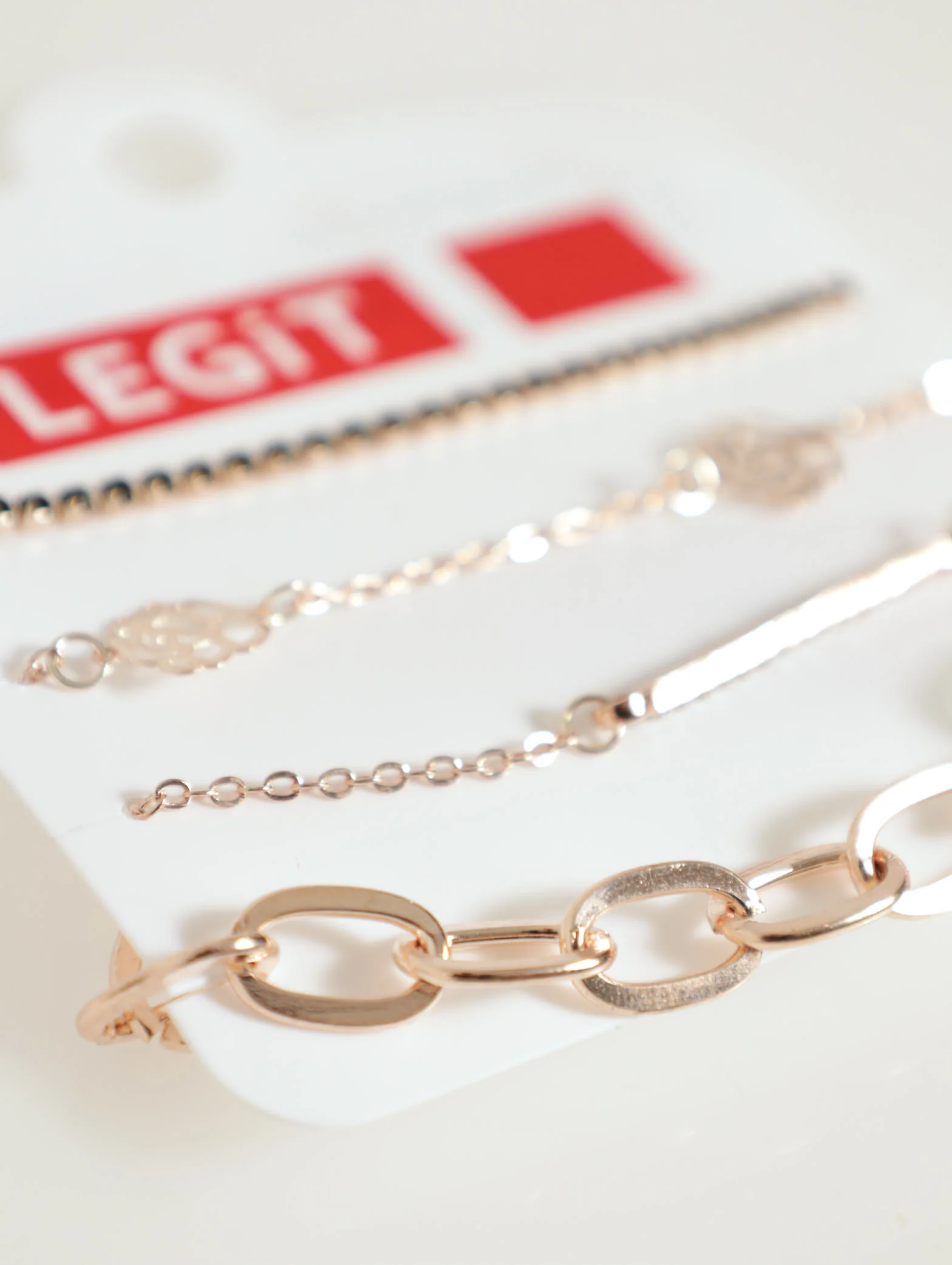 4 Pack Chain, Diamante & Rose Pendant Anklet - Image 2