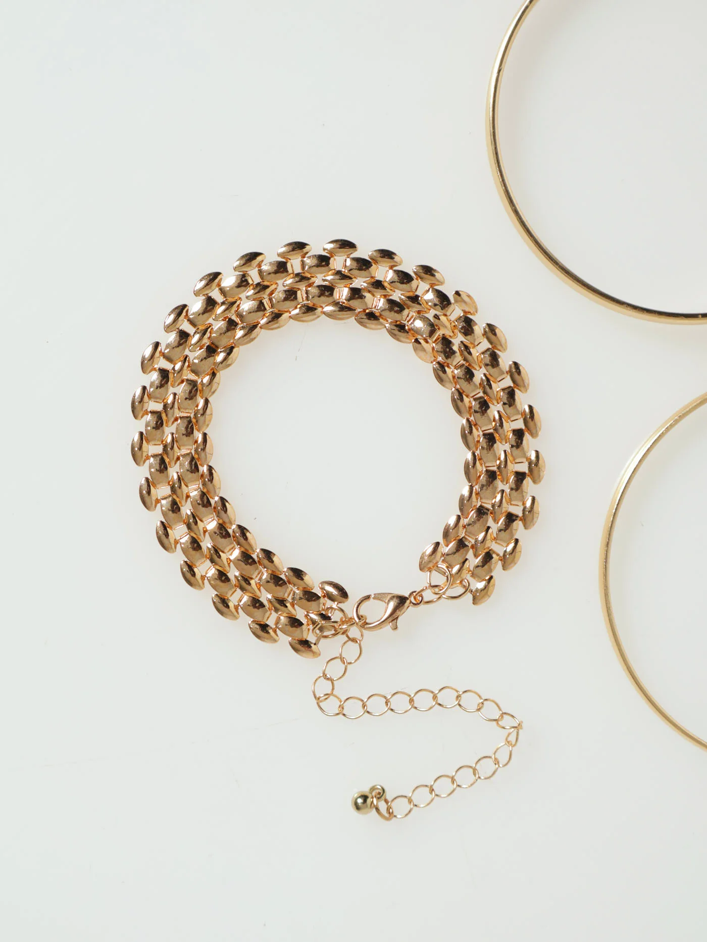 4 Pack Cuff Heart & Multi Link Bracelets - Gold - Image 3