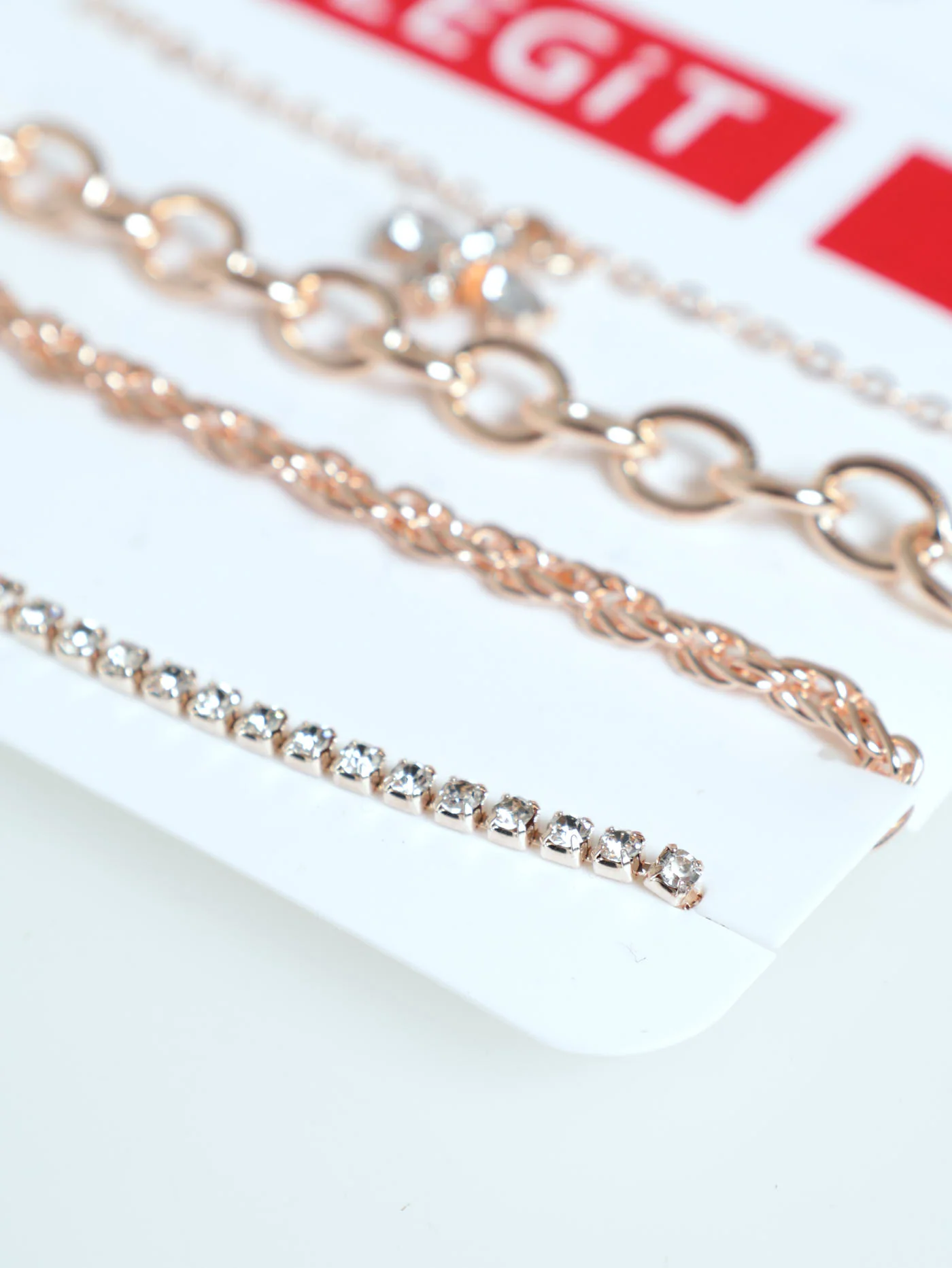 4 Pack Diamante Bee & Twisted Set Branklets - Rose Gold - Image 2