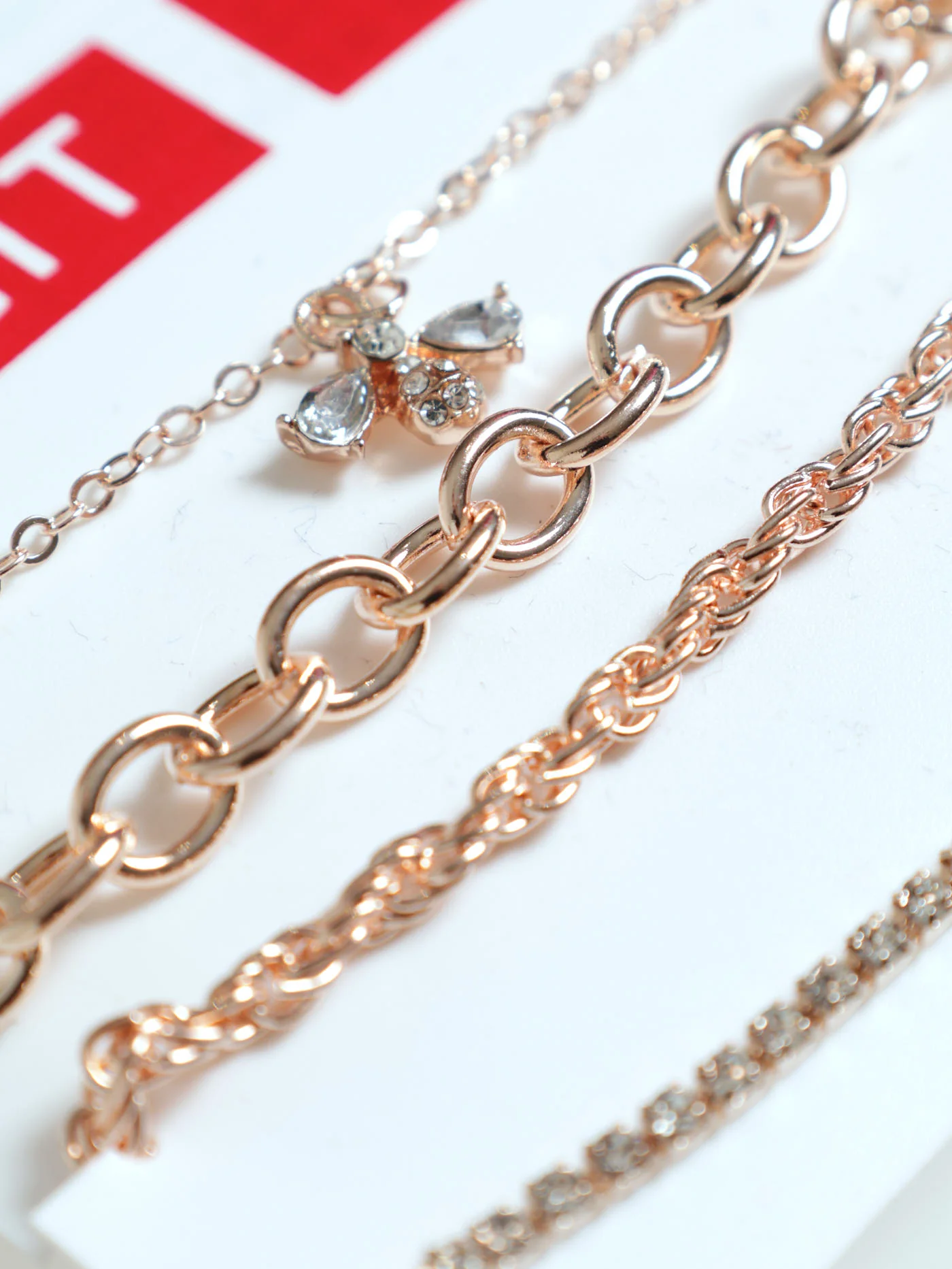 4 Pack Diamante Bee & Twisted Set Branklets - Rose Gold - Image 3
