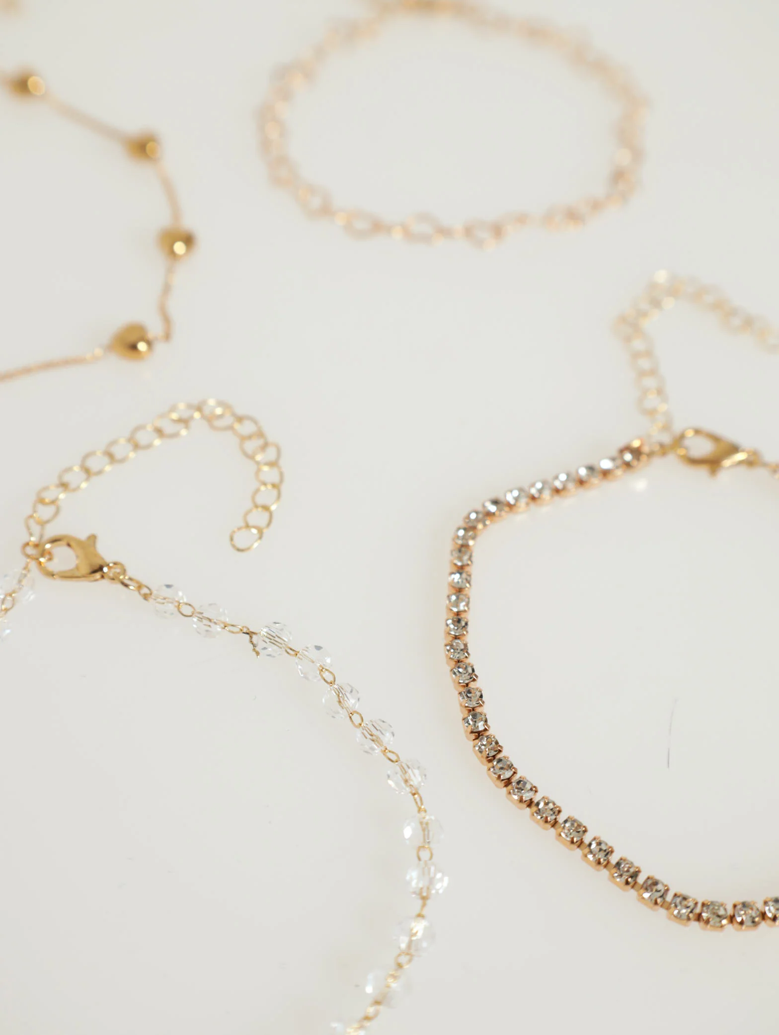 4 Pack Heart And Diamante Anklets - Image 4