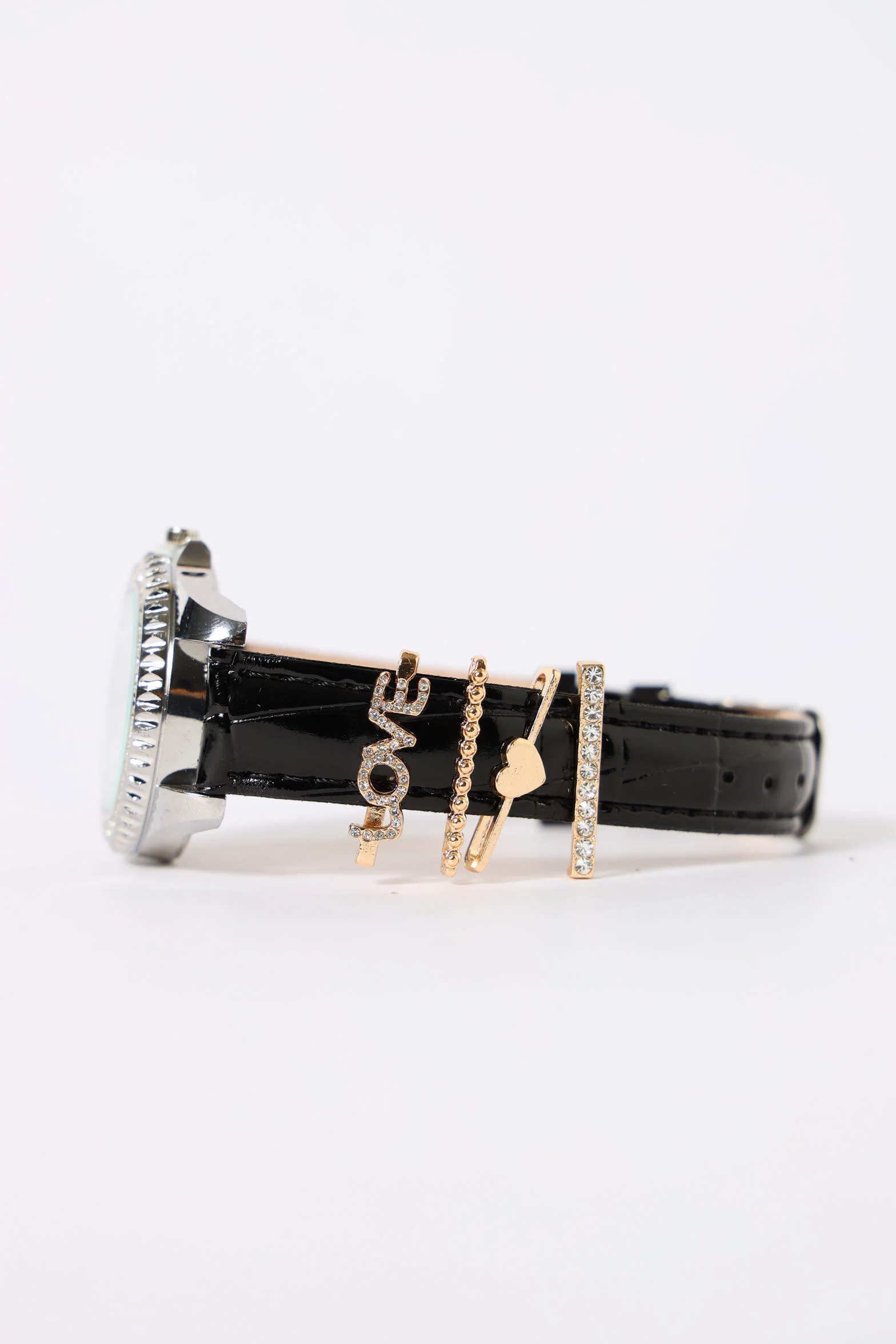 4 Pack Diamante Love & Heart Smart Watch Charms - Gold