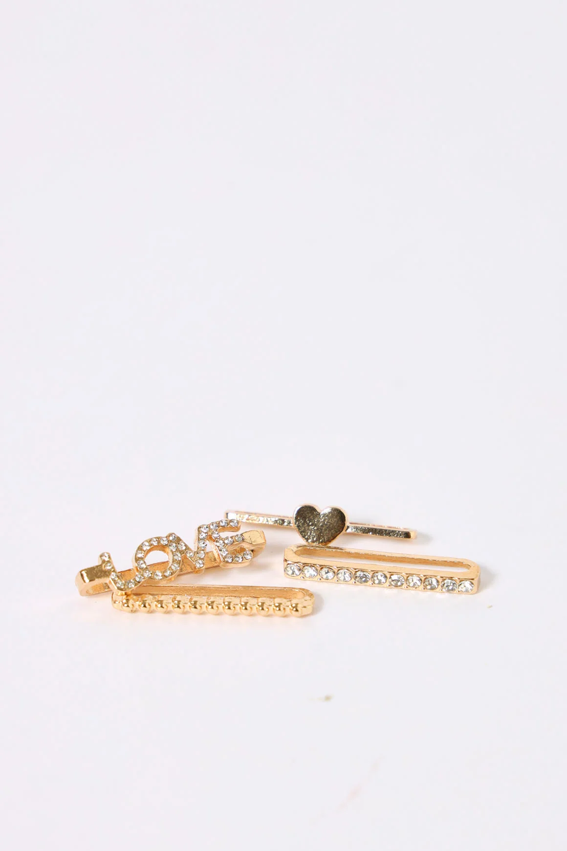 4 Pack Diamante Love & Heart Smart Watch Charms - Gold - Image 2