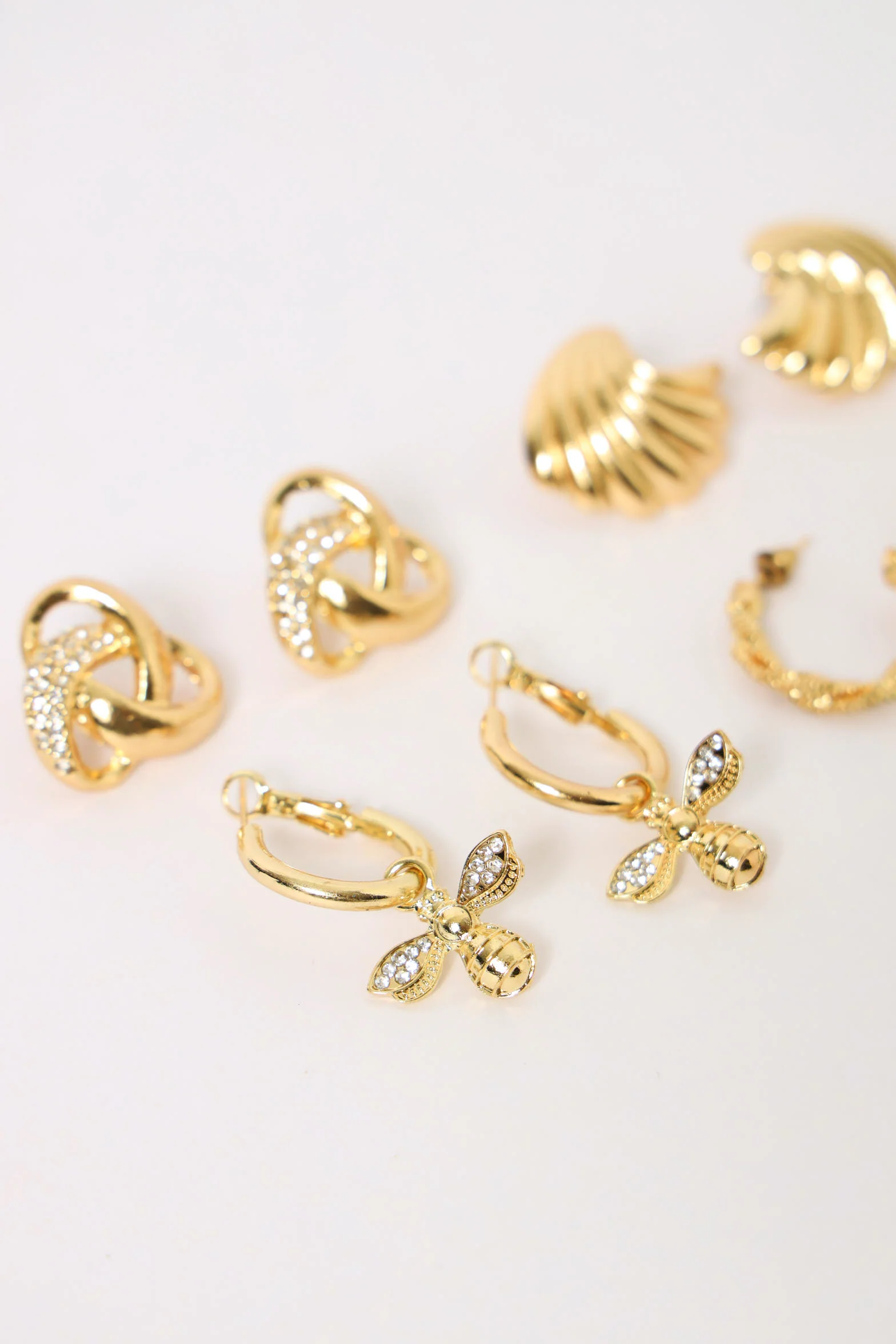 4 Pack Trendy Statement Earrings - Gold - Image 3