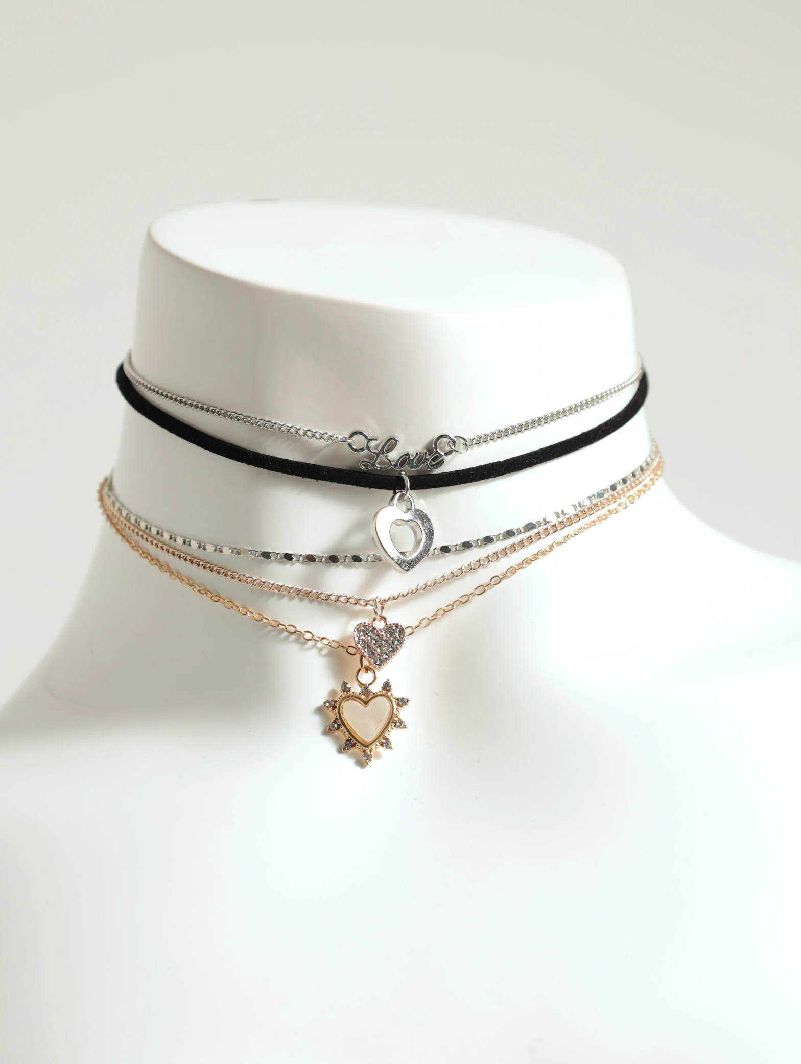 5 Layer Heart, Love Slogan Choker Pack