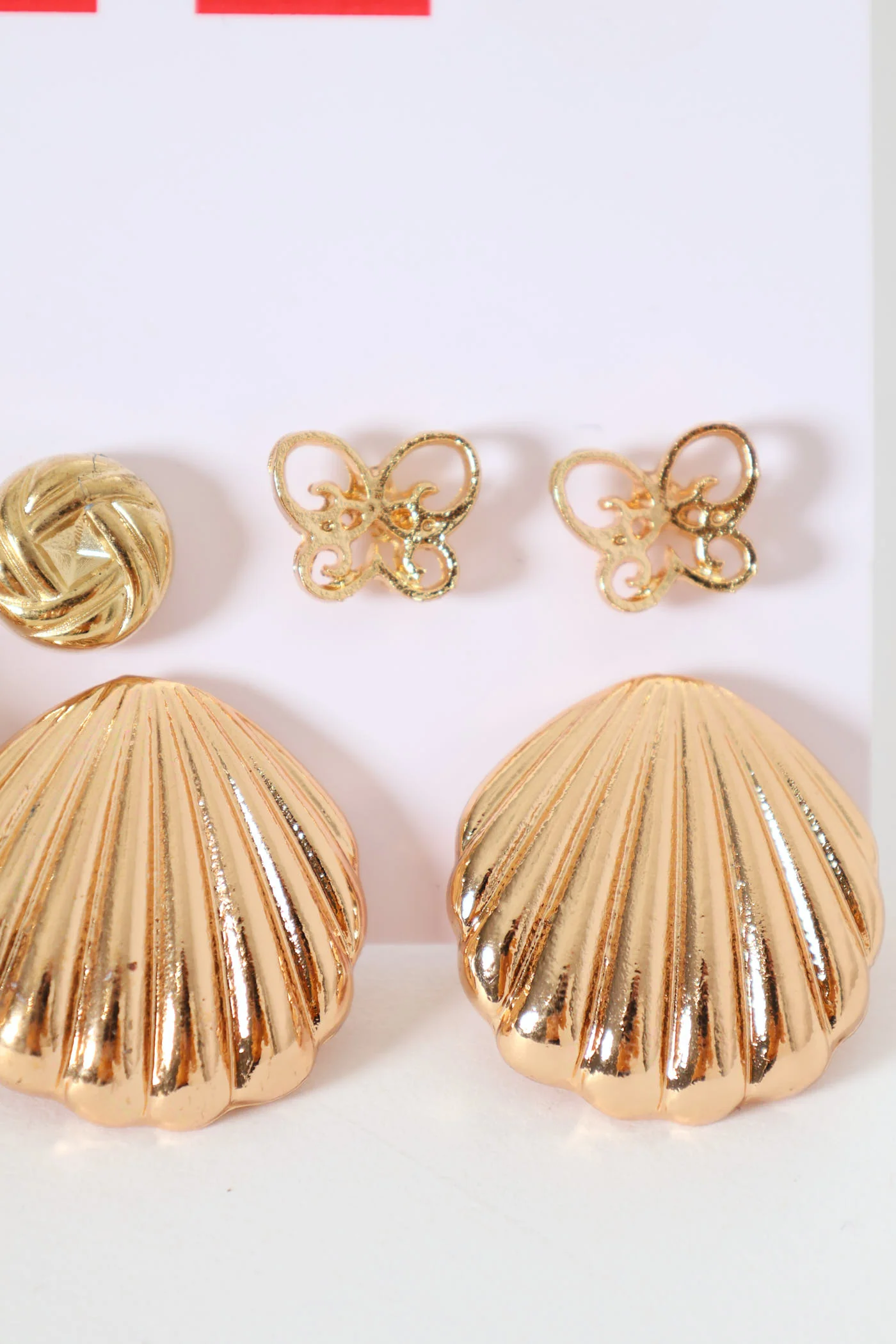 5 Pack Variety Stud Earrings - Gold - Image 3