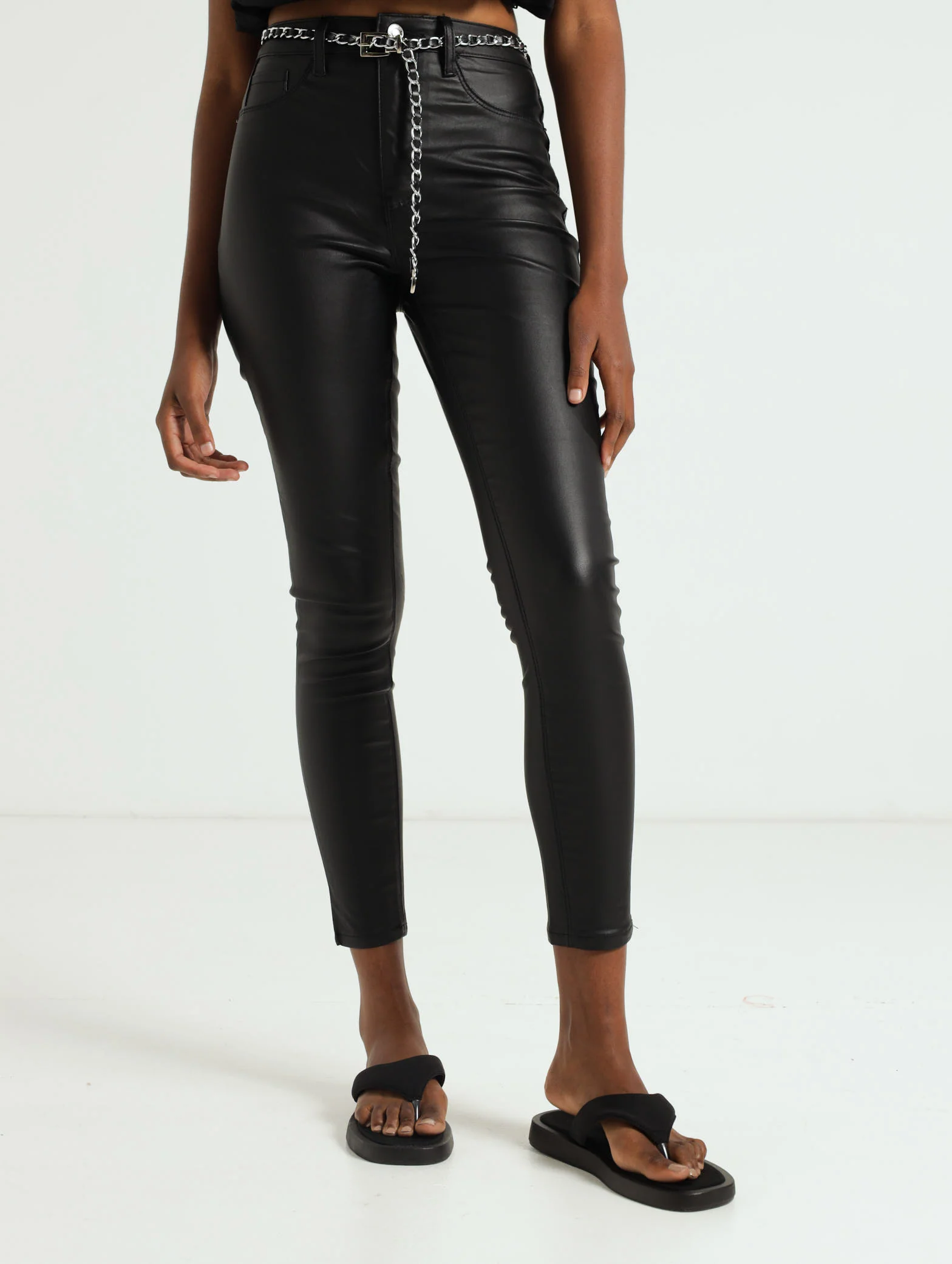 5 Pocket Belted Comfort Skinny Jean - Black