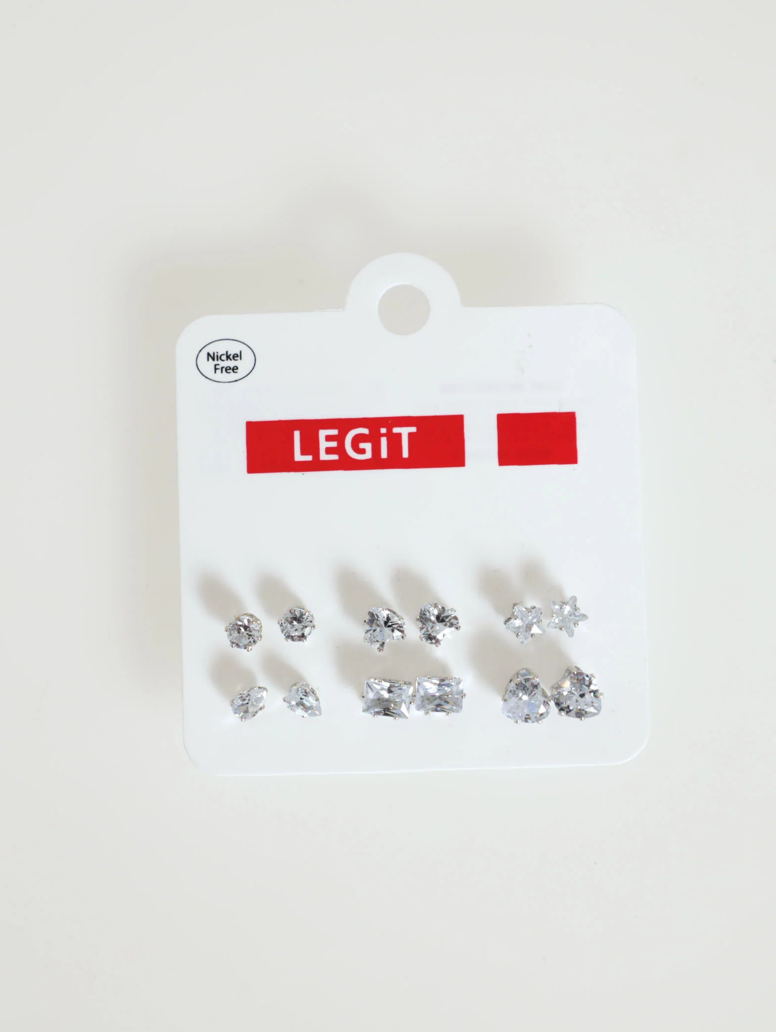 6 Pack Diamond Stud Earrings