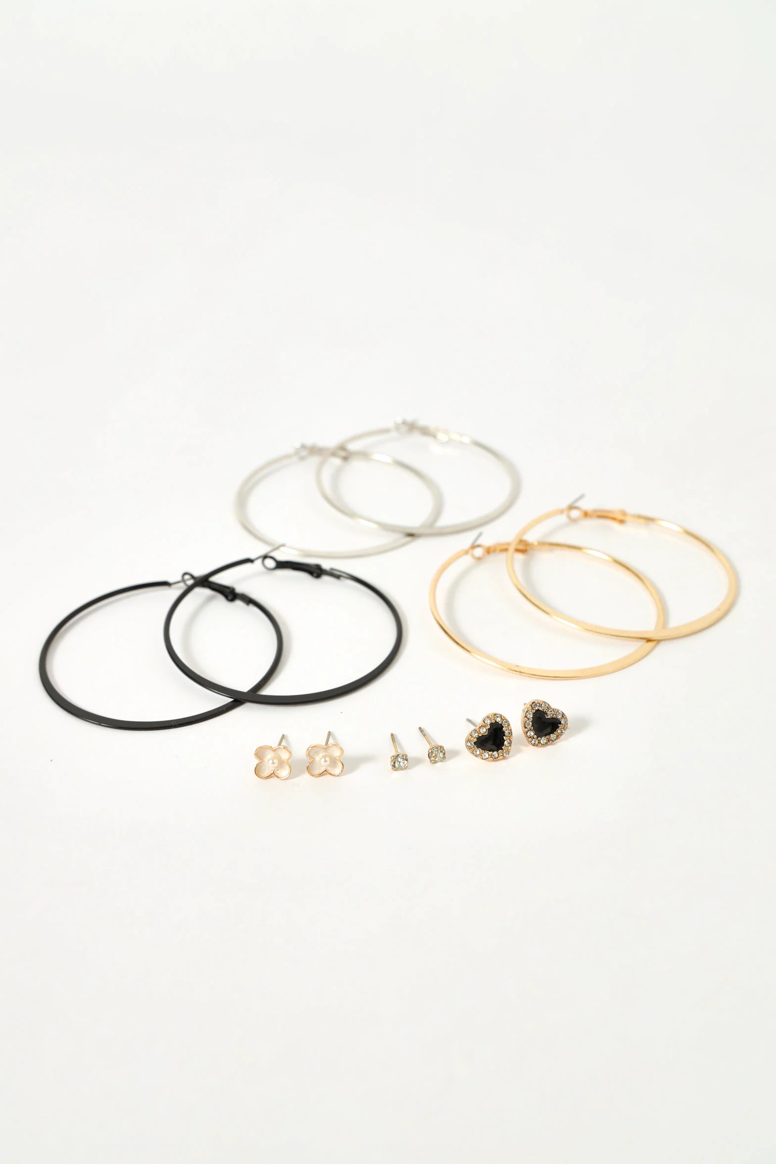 6 Pack Hoop And Novely Stud Earrings - Multi