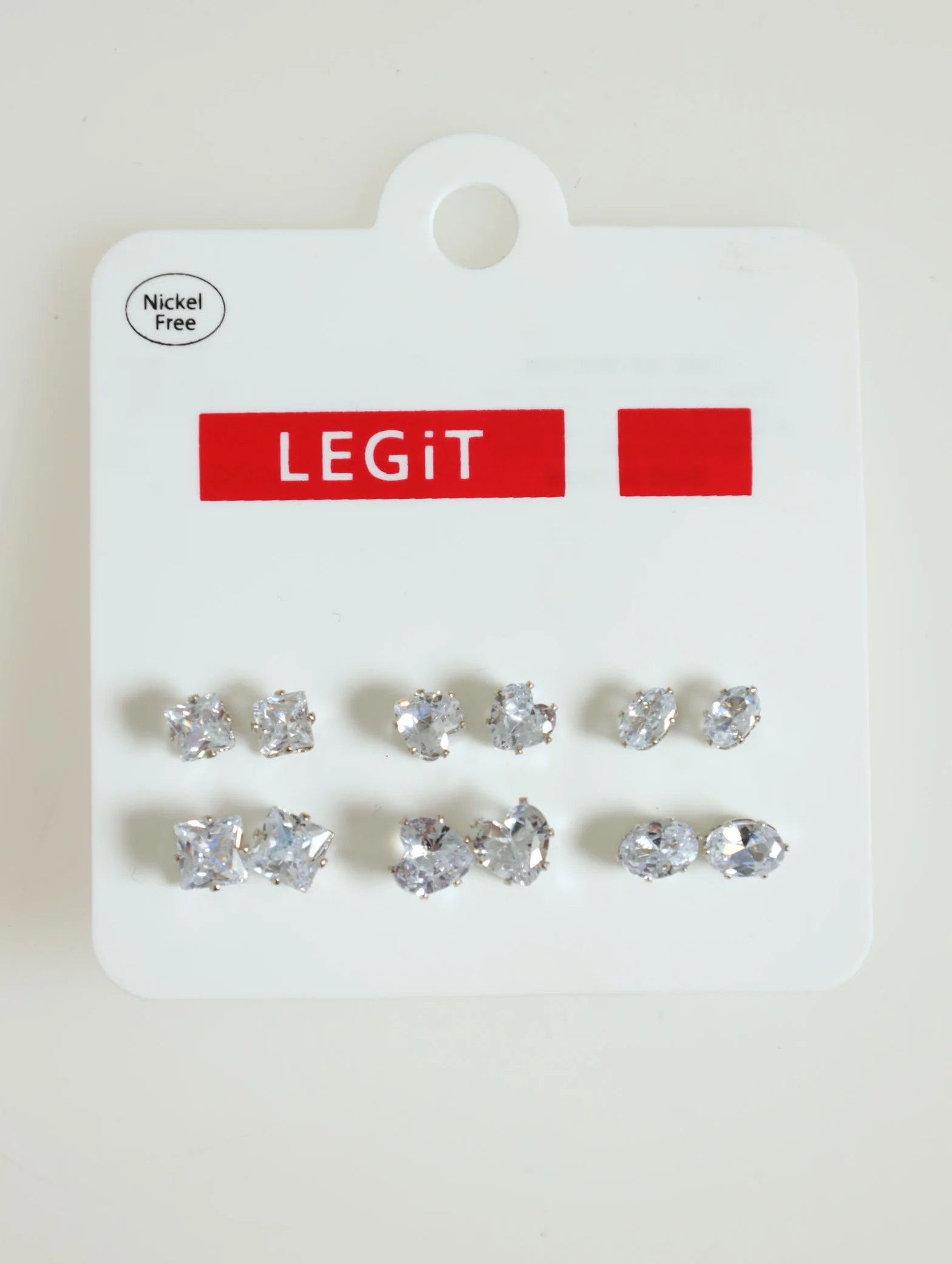 6 Pack New Multi Stud Earrings - Silver