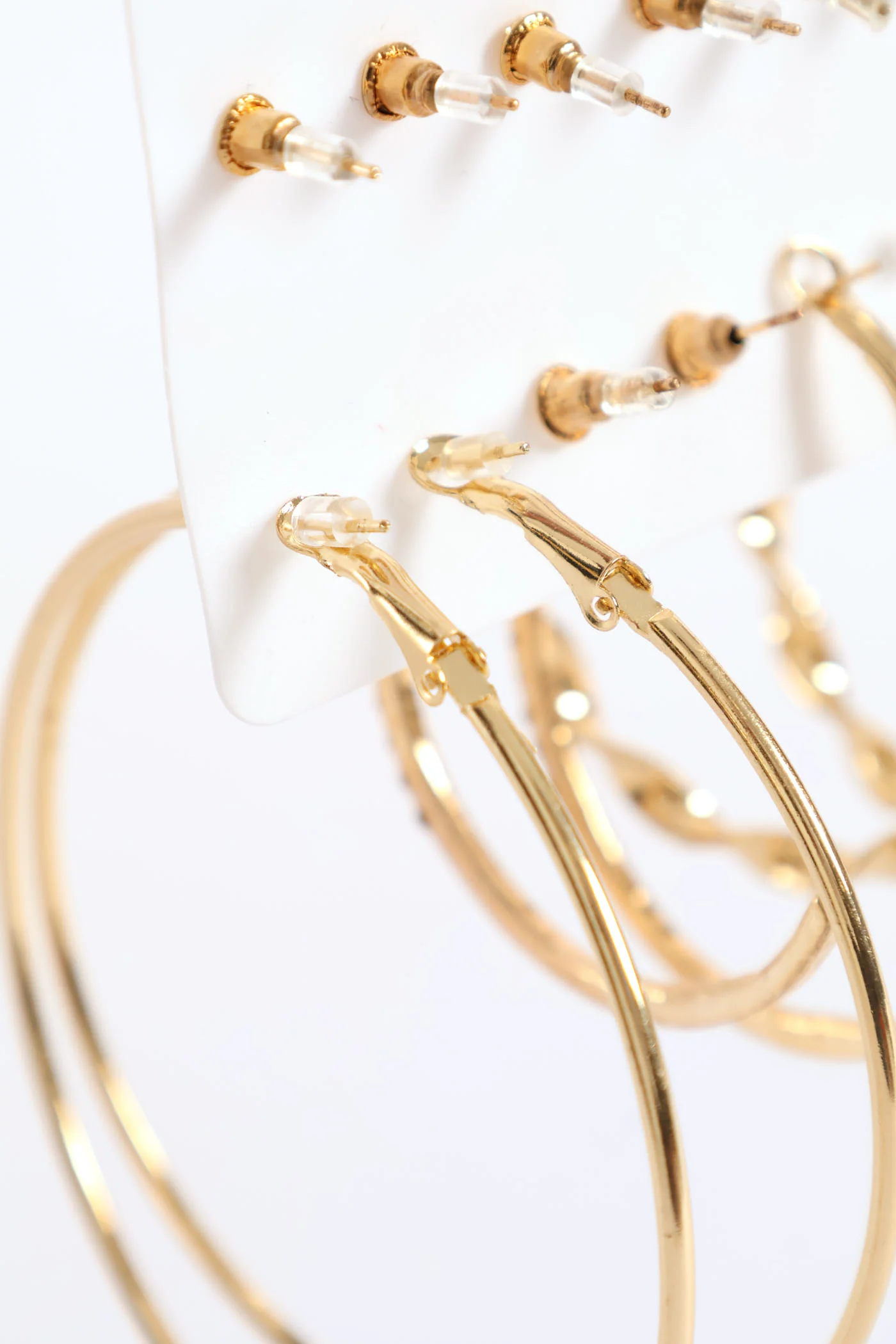 6 Pack Novelty Studs & Hoop Earrings - Gold - Image 4