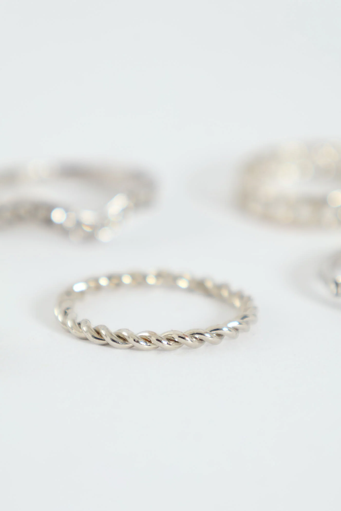 6 Pack Variety Diamante Rings - Silver - Image 2