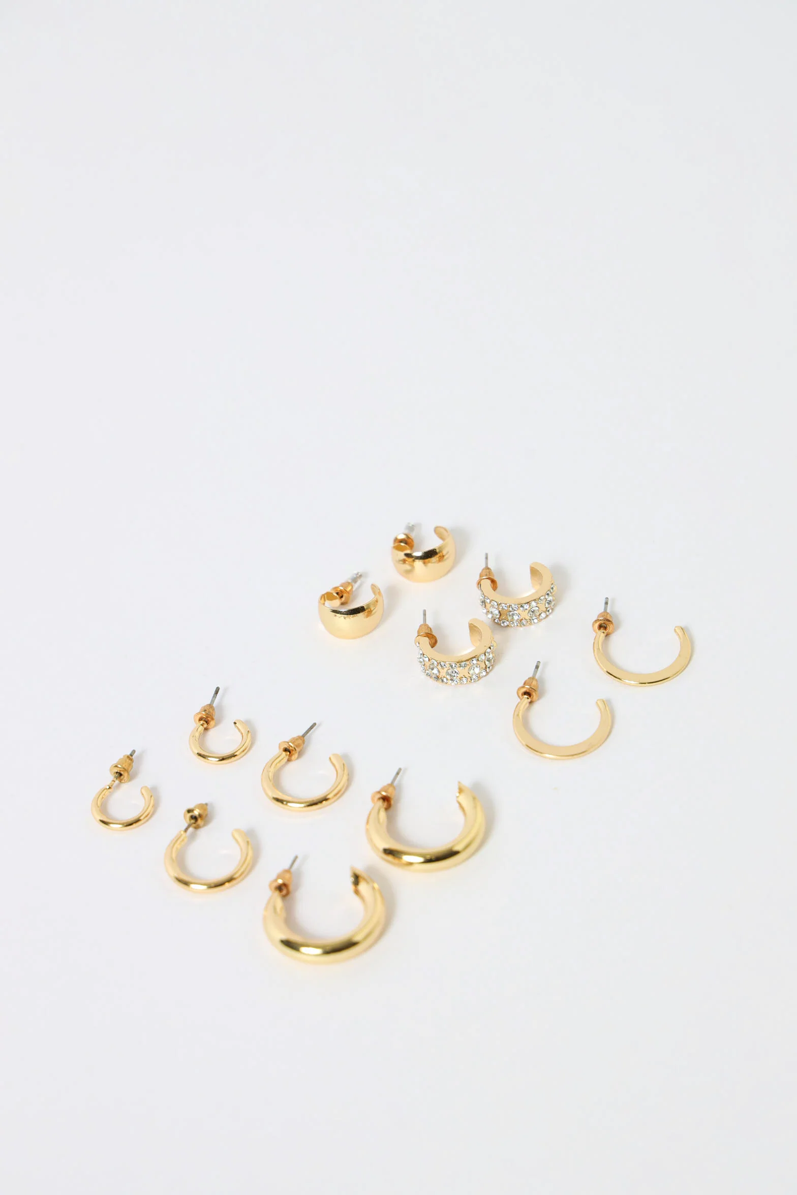 6 Pack Variety Hoop Earrings - Gold - Image 2