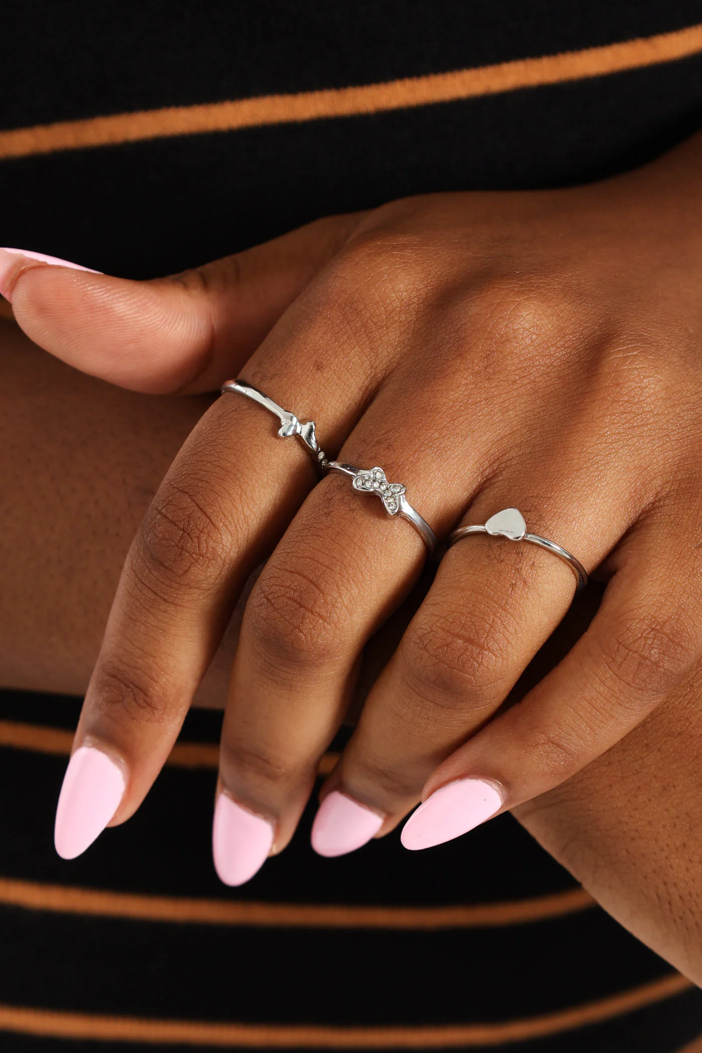 7 Pack Butterfly Rings - Silver - Image 3