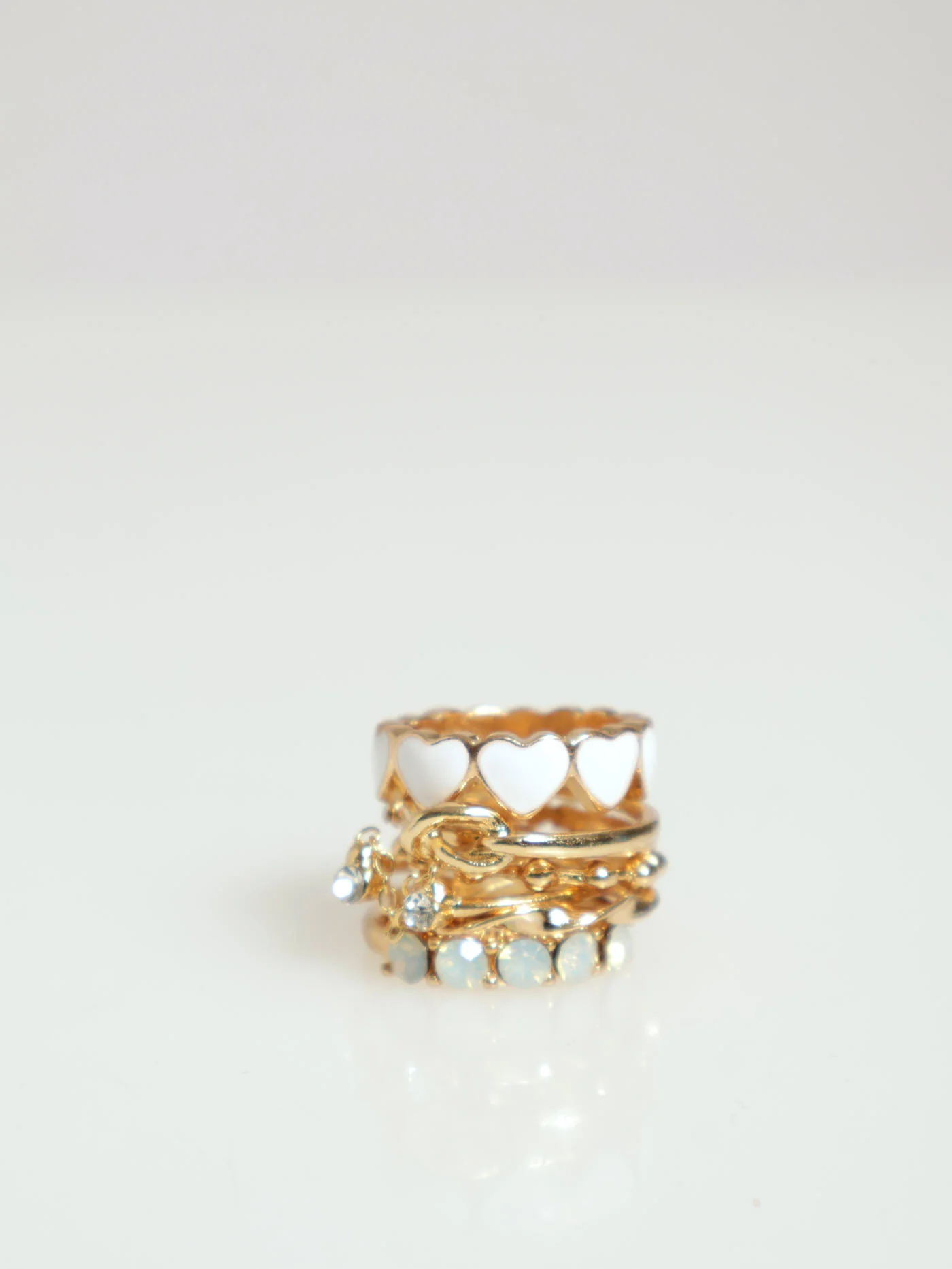 7 Pack Epoxy And Knot Rings - Gold