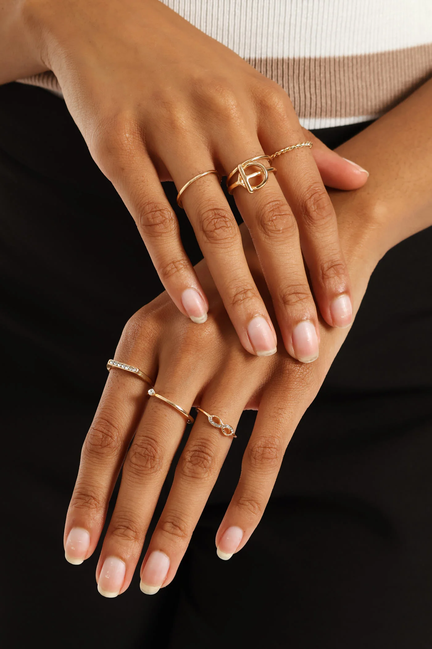 7 Pack Saddle Knot Variety Rings - Gold - Image 3