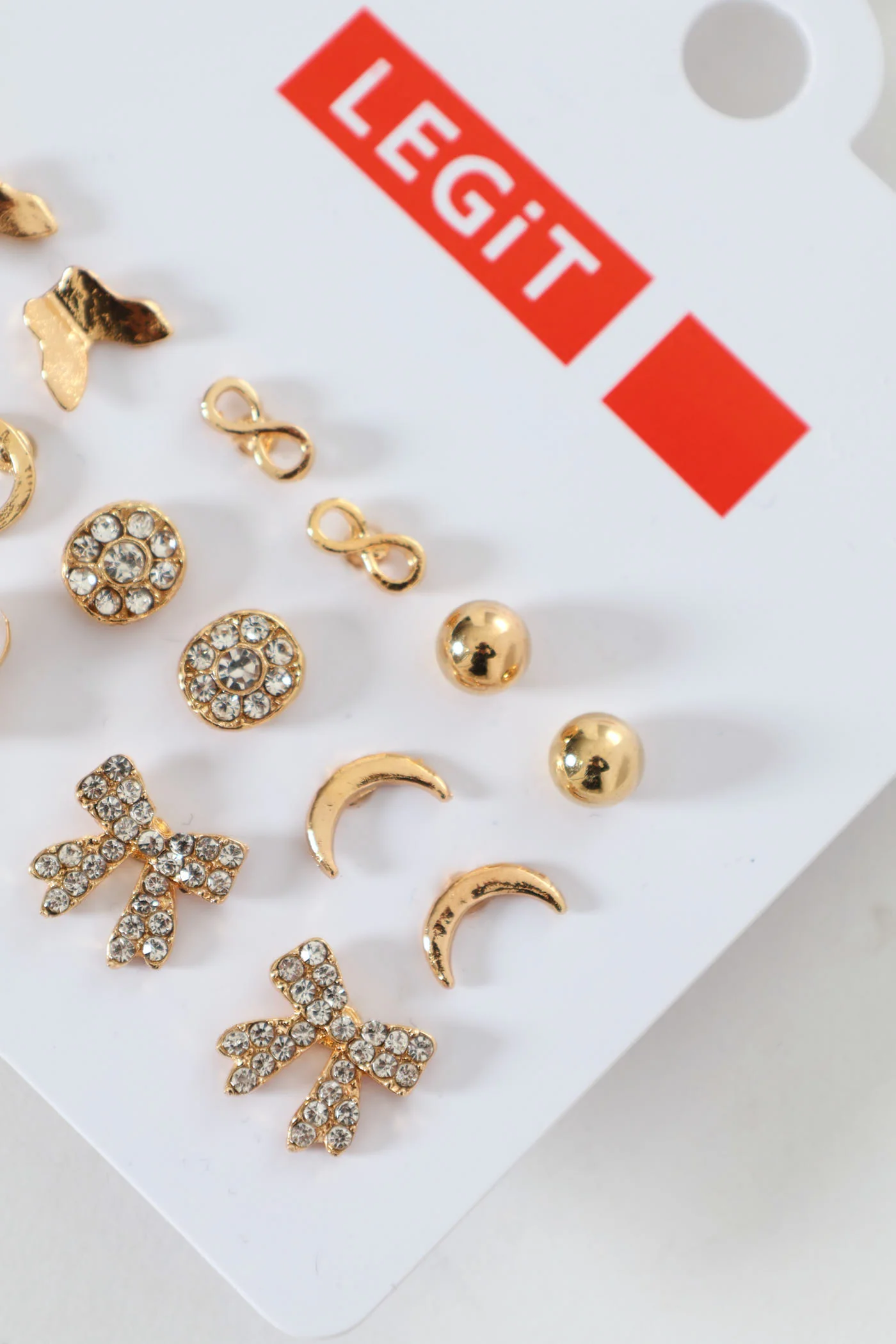 8 Pack Stud Earrings - Gold - Image 3
