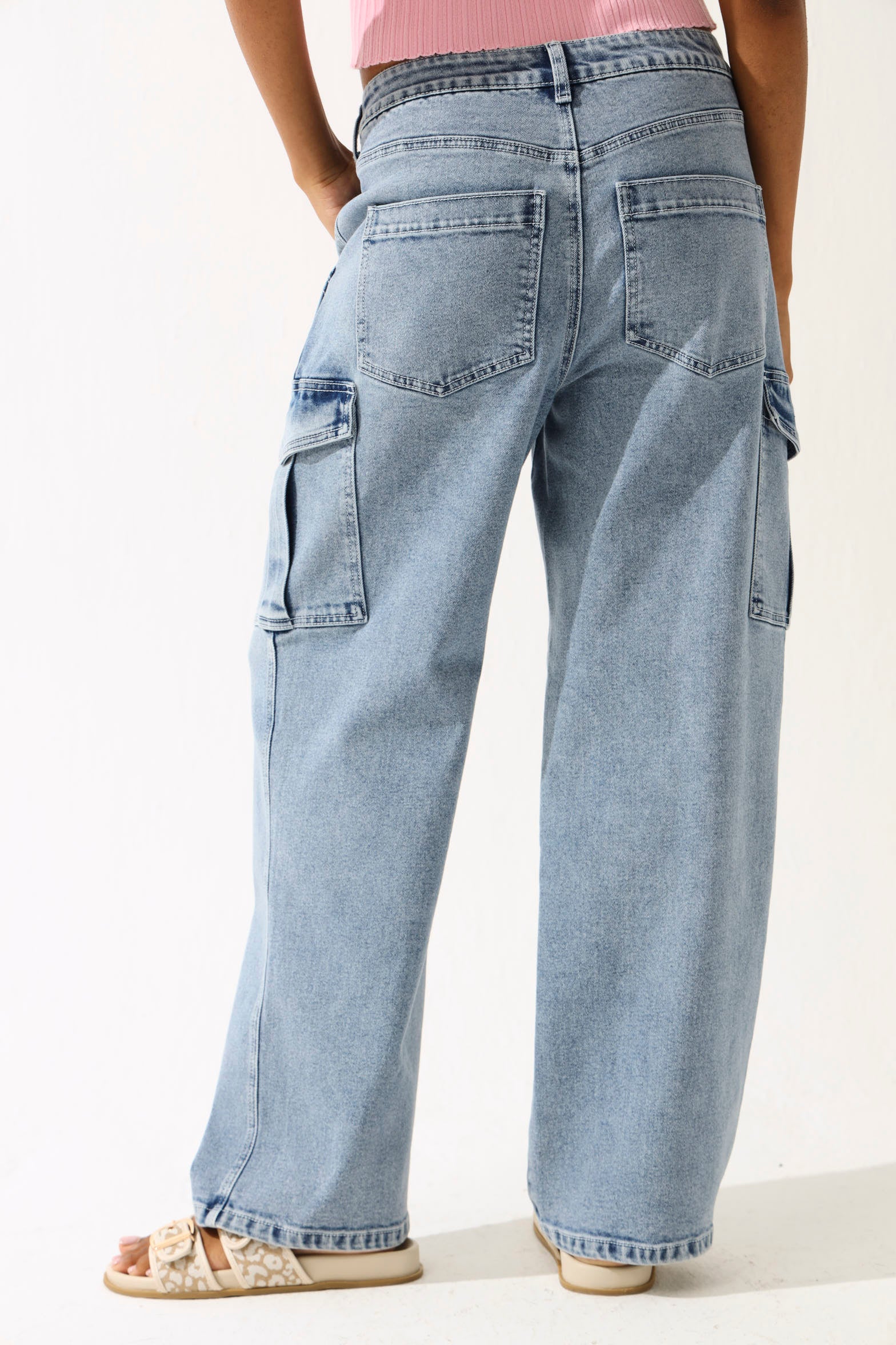 90'S Cargo Straight Leg Jean - Stonewash - Image 5