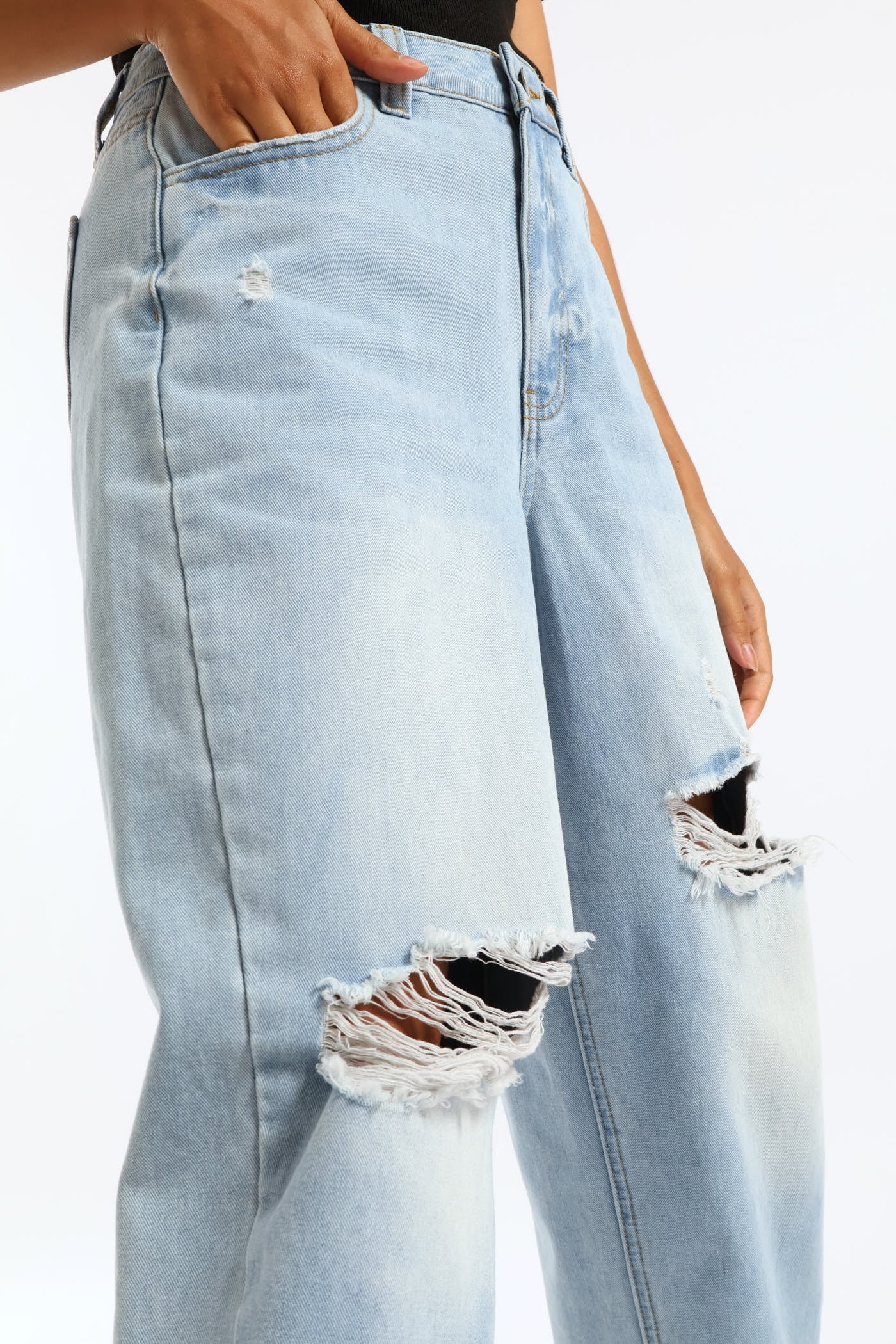 Abraised Barrel Leg Jean - Stonewash - Image 3