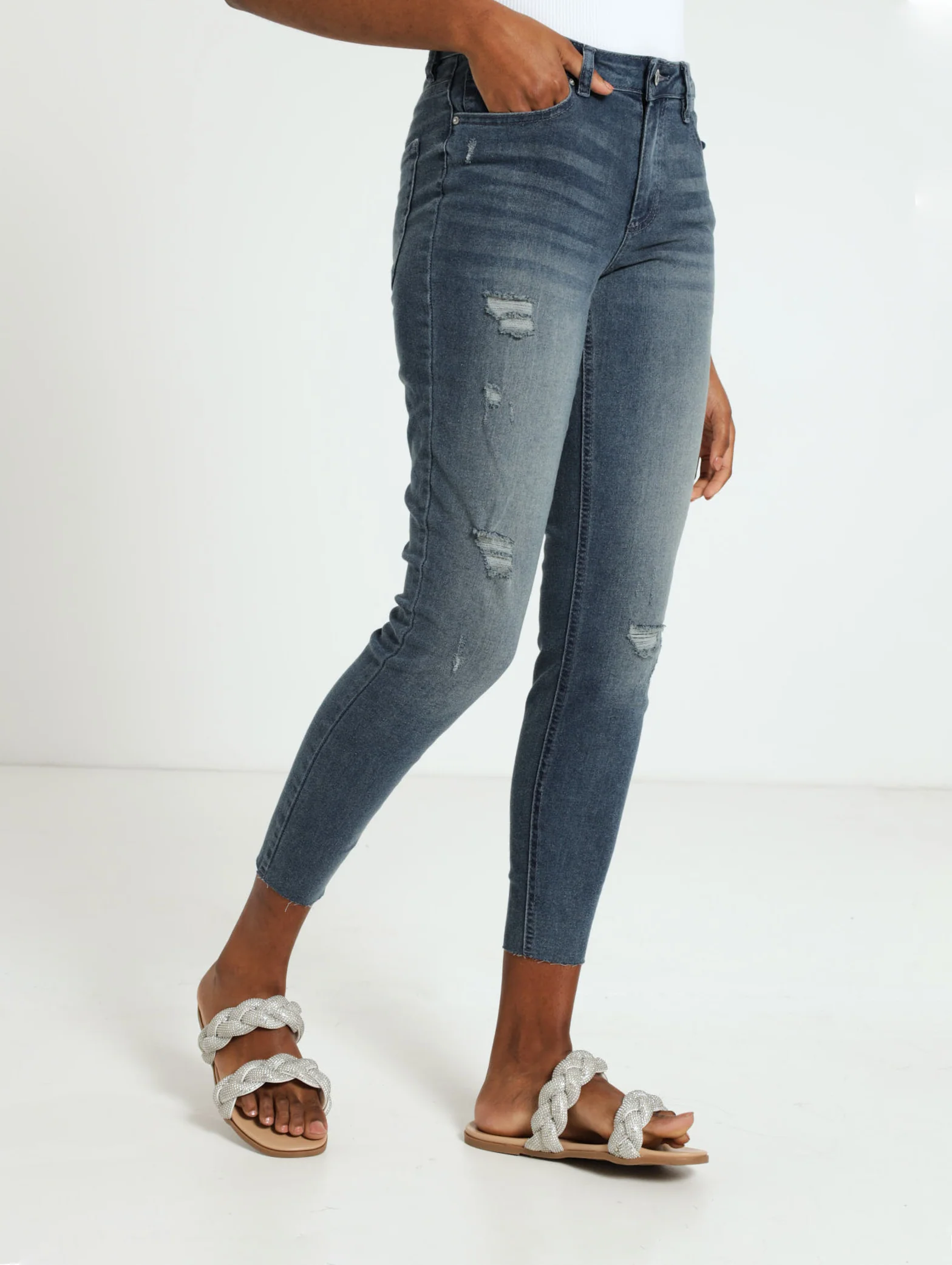 Abraised Blue Black Skinny Jean - Image 2