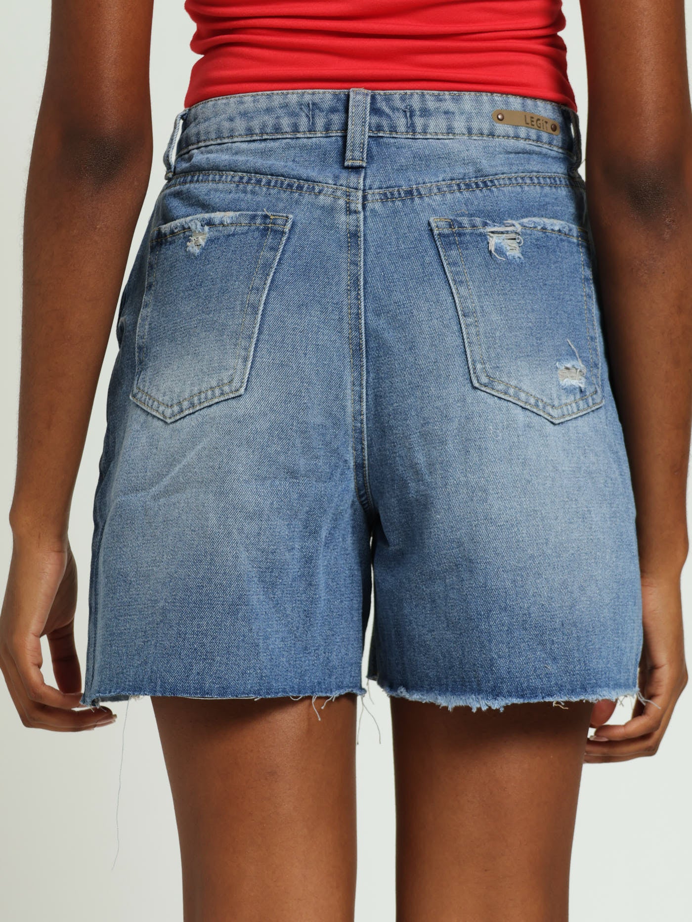 Abraised Denim Shorts - Stonewash - Image 3