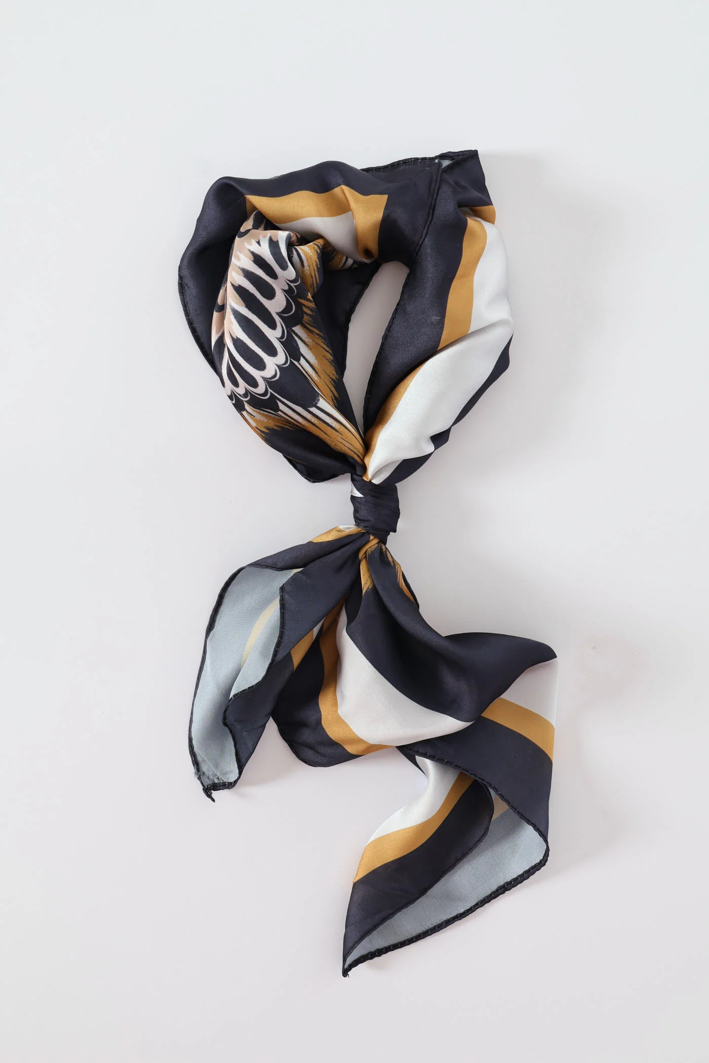 Abstract Flower Satin Scarf - Multi