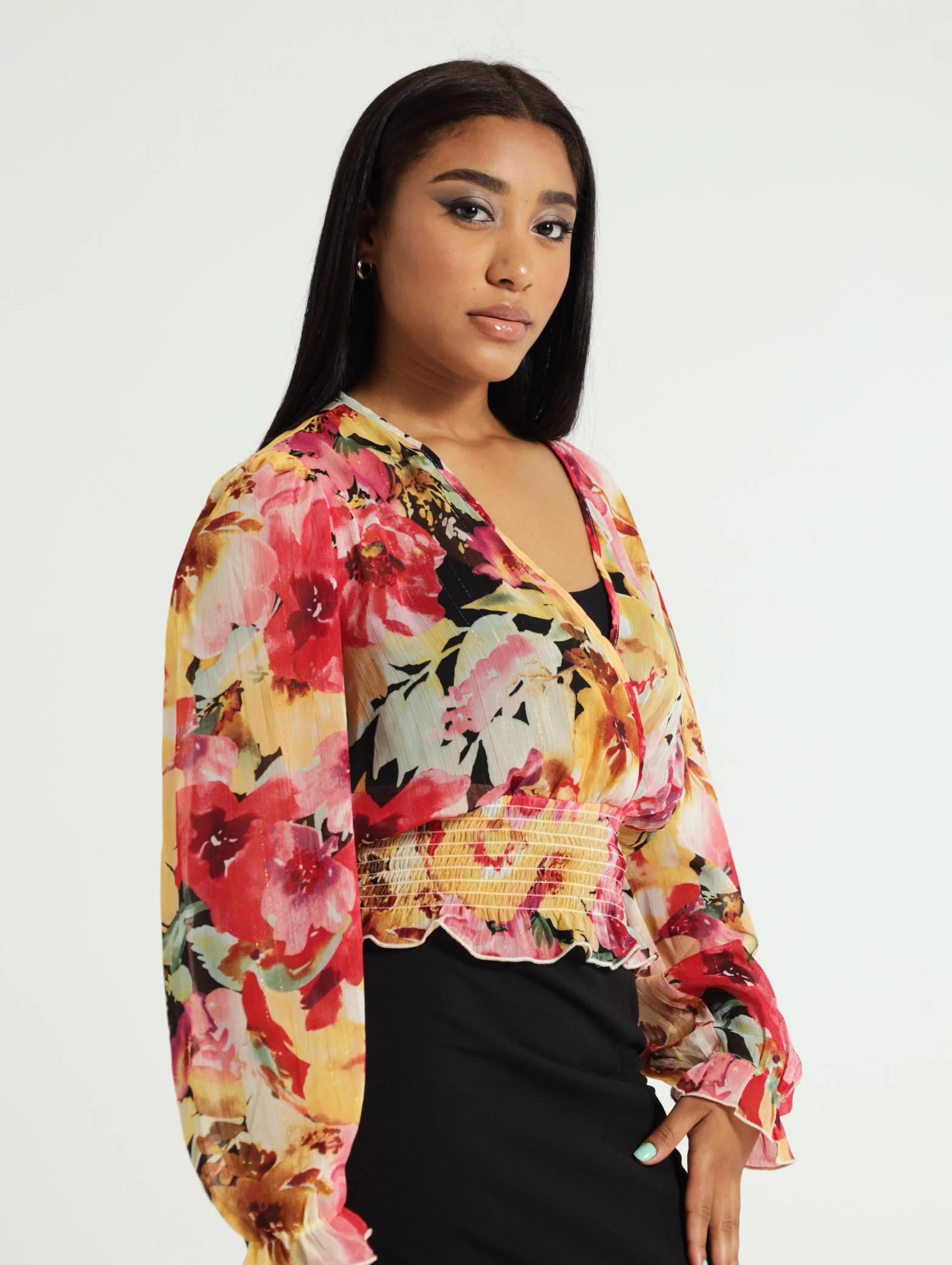Abstract Metallic Chiffon Blouse - Image 2