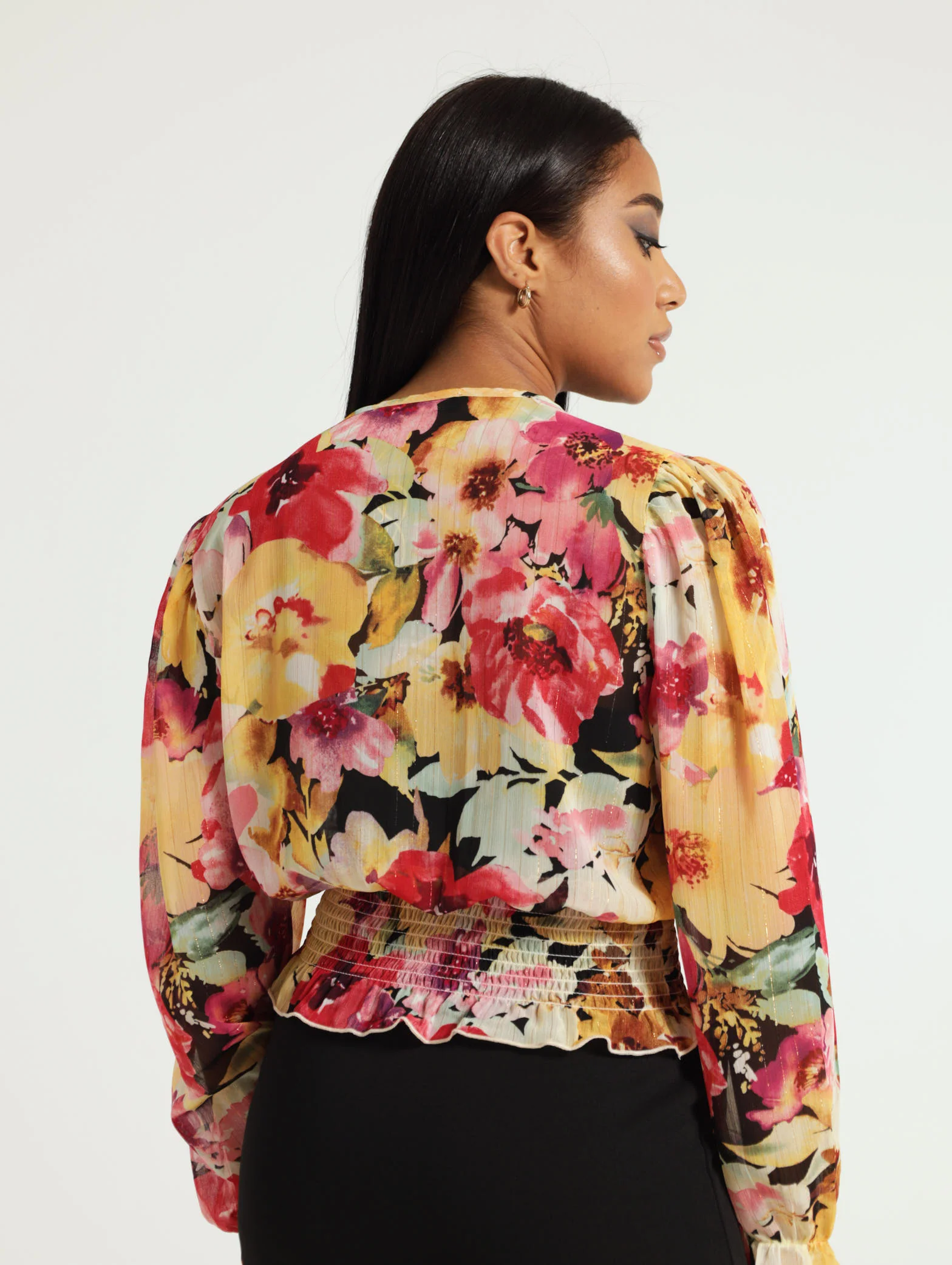 Abstract Metallic Chiffon Blouse - Image 3