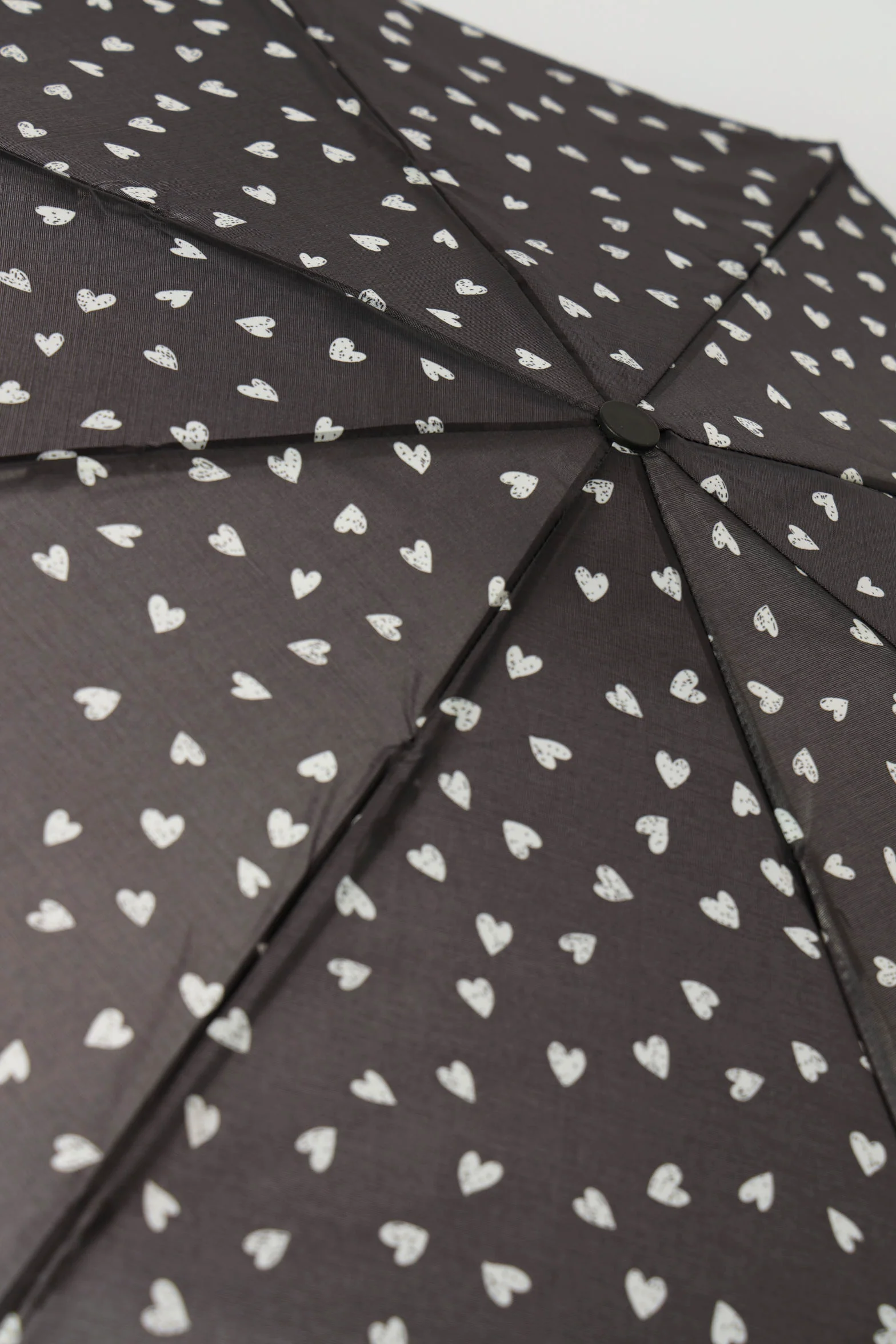 Allover Heart Print Umbrella - Black - Image 2