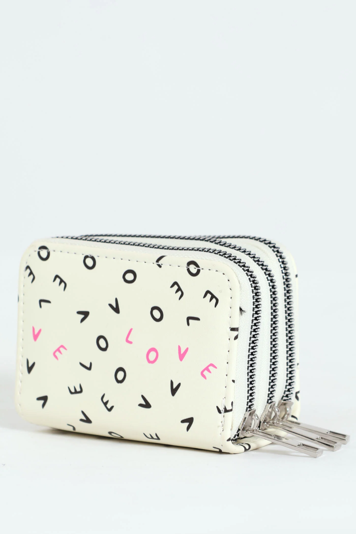 All-over Print Triple Zip Wallet - Cream - Image 3