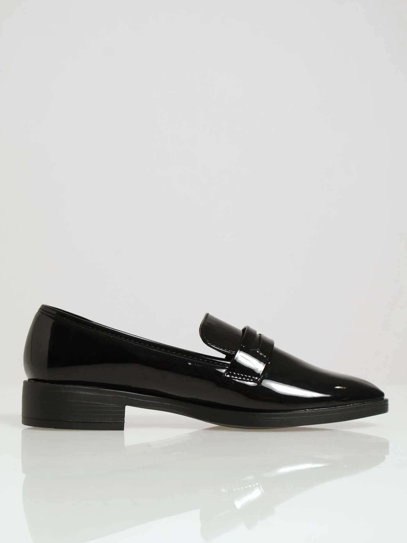 Almond Patent Penny Mock Loafer - Black - Image 2
