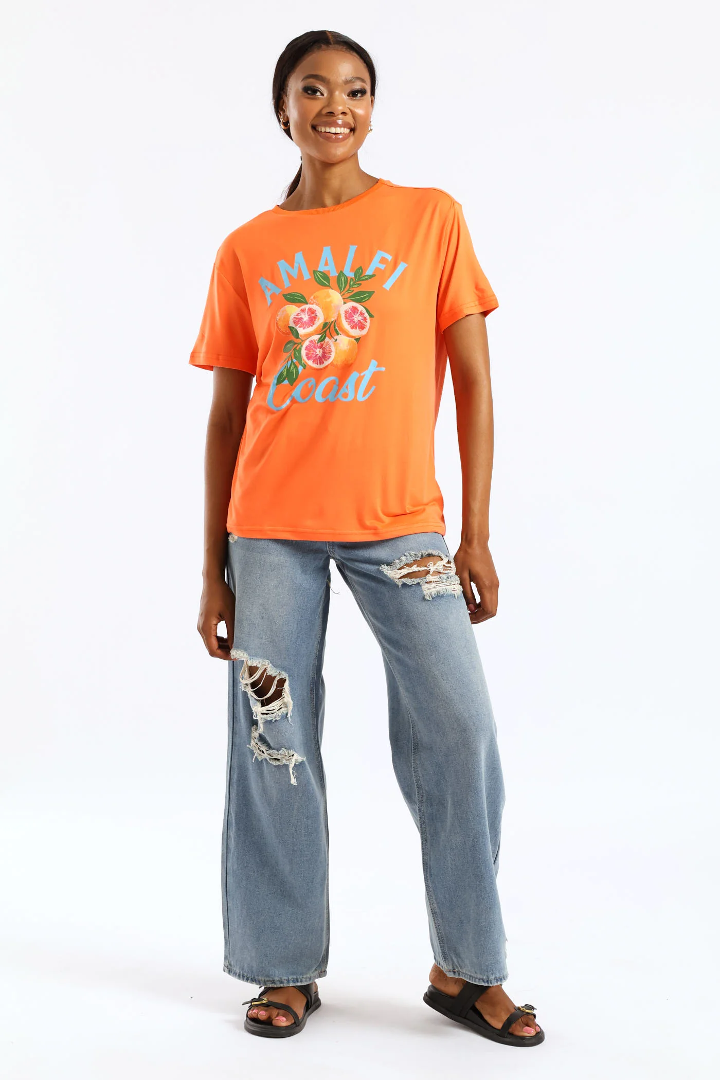 Amalfi Oversized Tee - Tangerine - Image 5