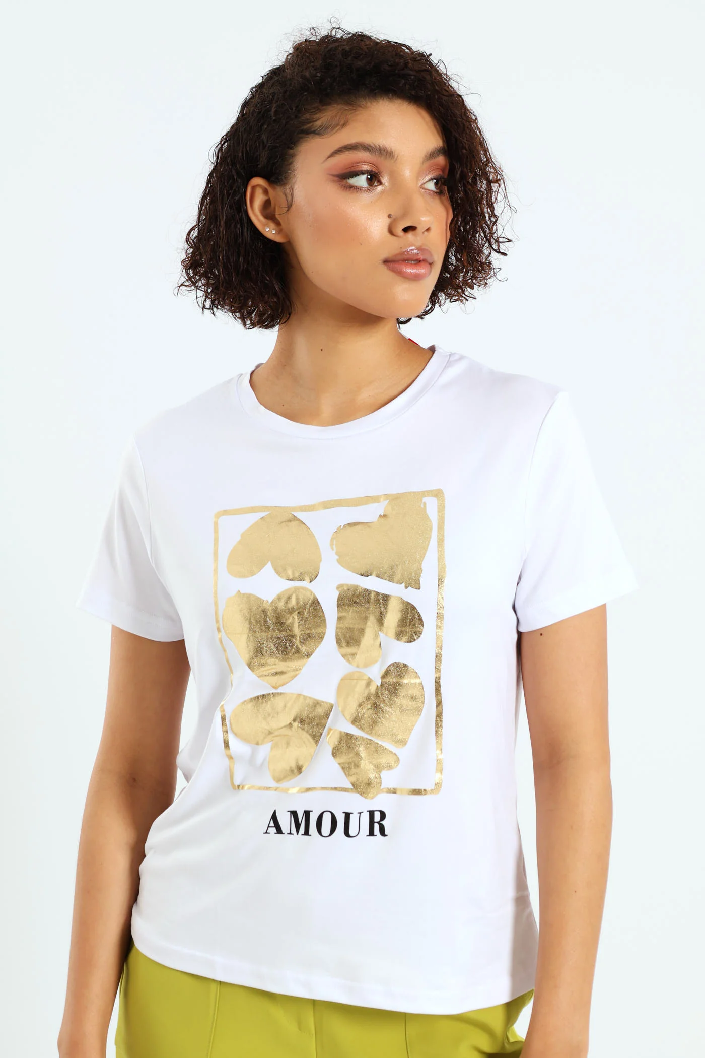 Amour Hearts Screen Tee - White