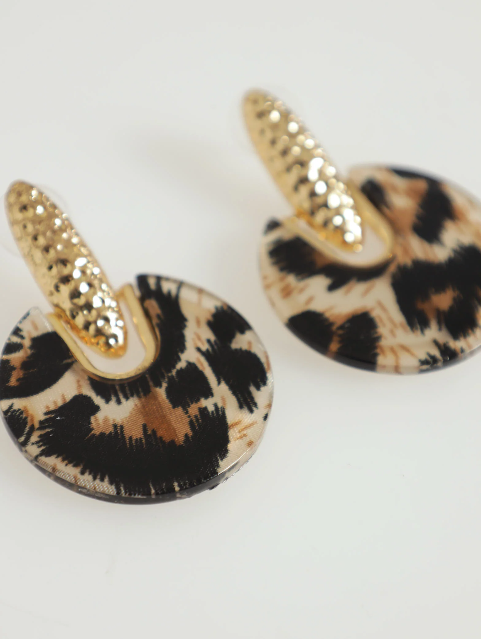 Animal Print Disc Statement Earrings - Image 2