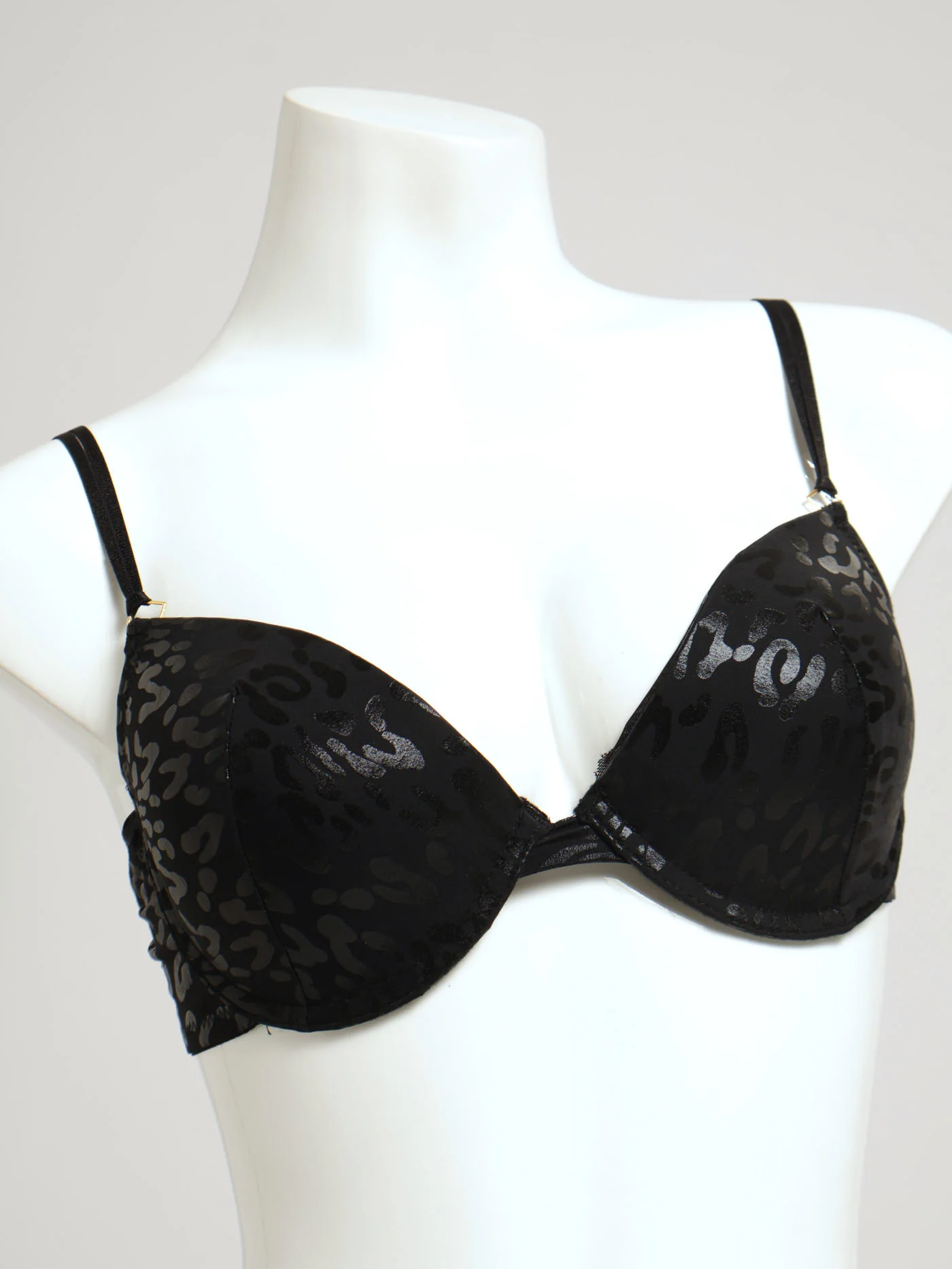 Animal Double Strap Mesh Trim T-Shirt Bra - Black