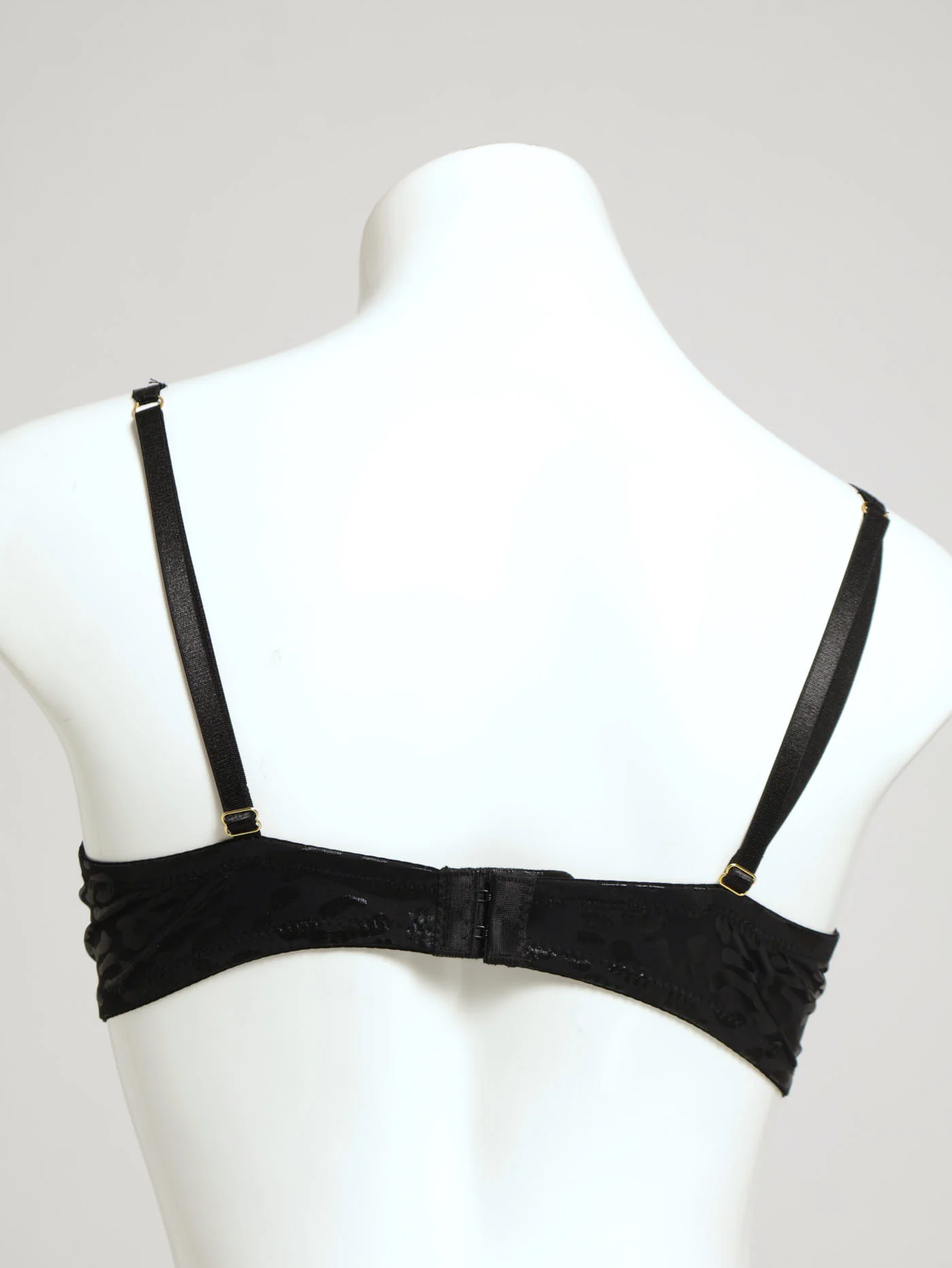Animal Double Strap Mesh Trim T-Shirt Bra - Black - Image 2