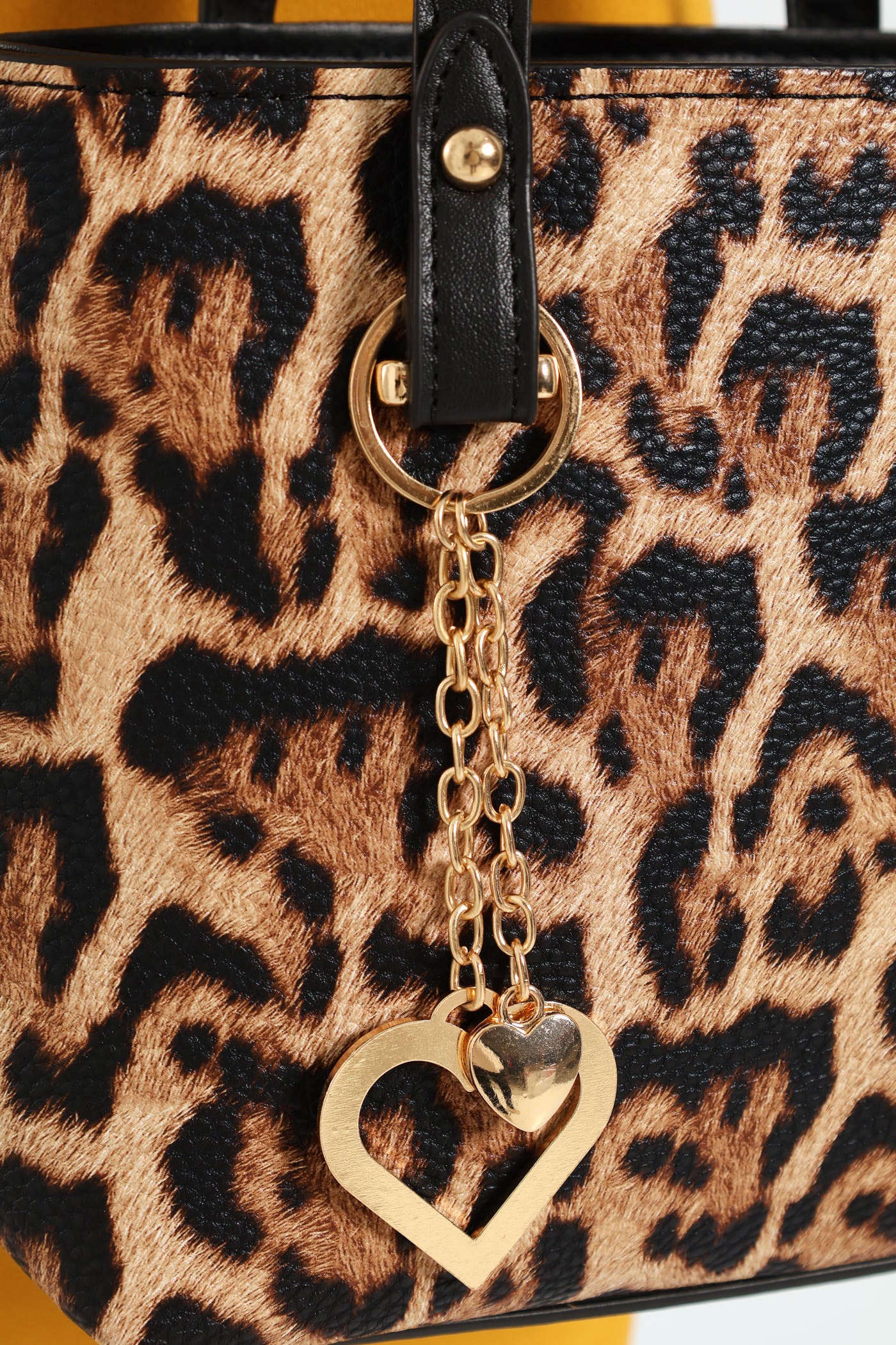 Animal Print Heart Charm Tote Bag - Animal Print - Image 3