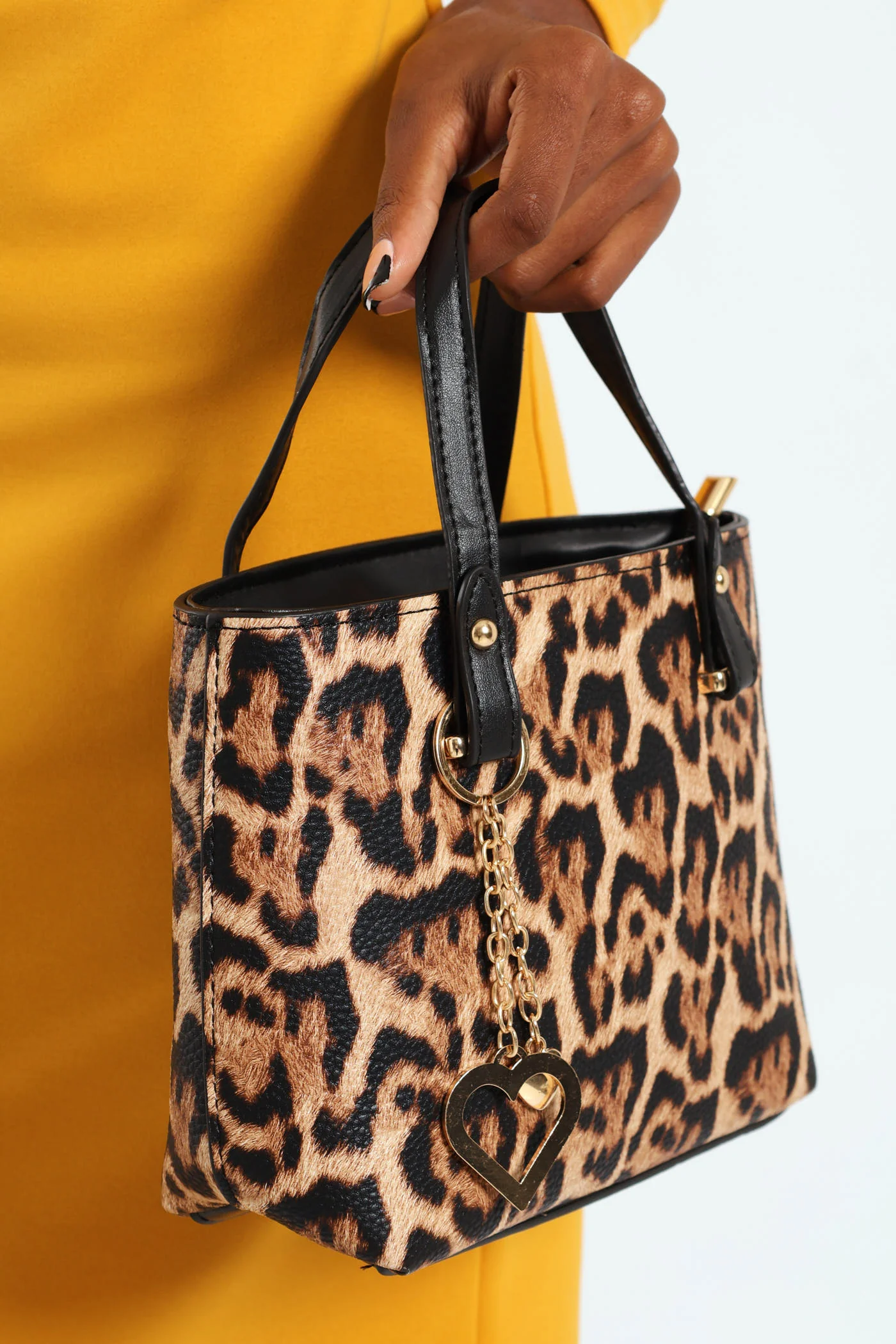 Animal Print Heart Charm Tote Bag - Animal Print - Image 4