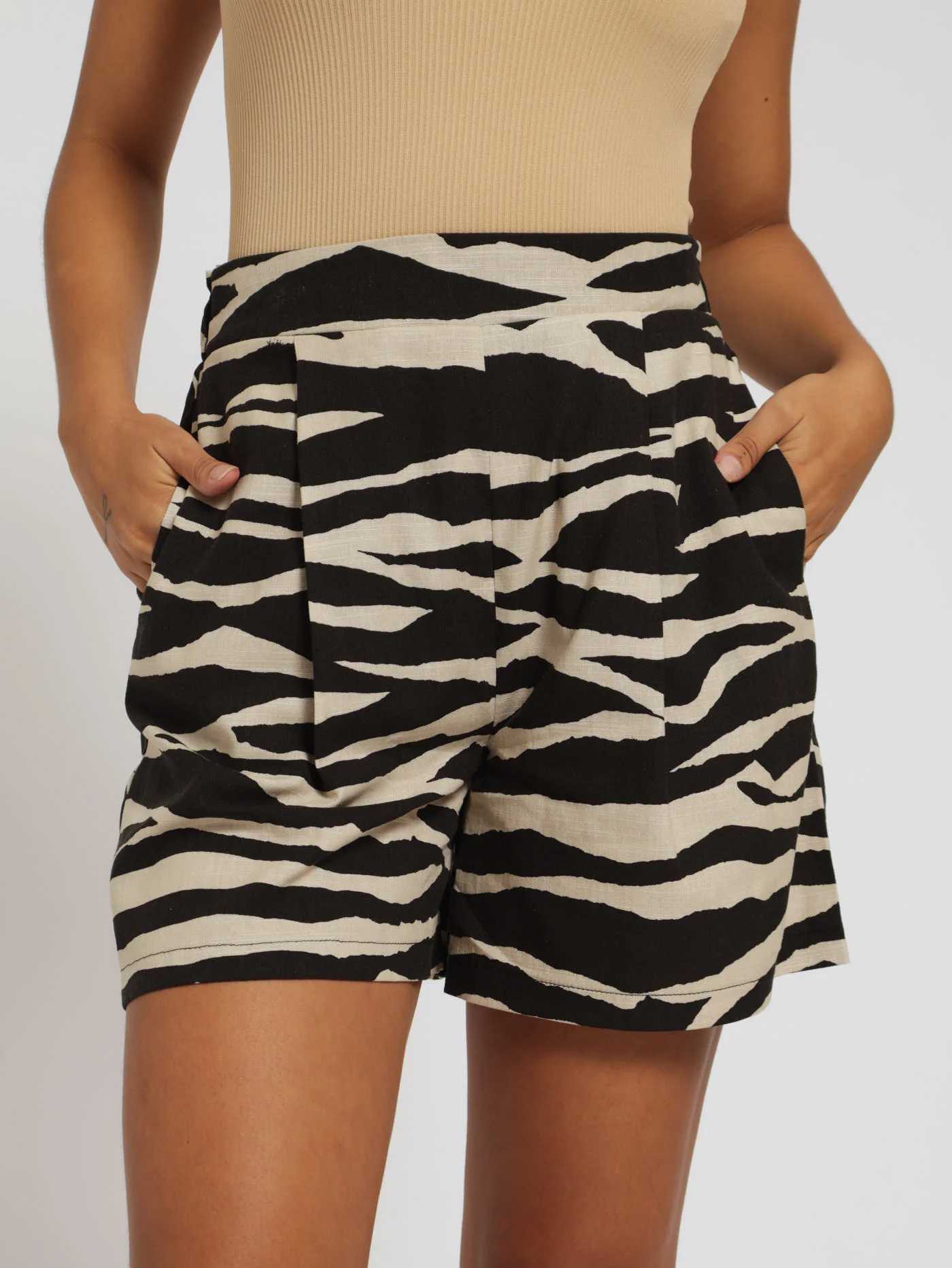 Animal Print Linen Shorts