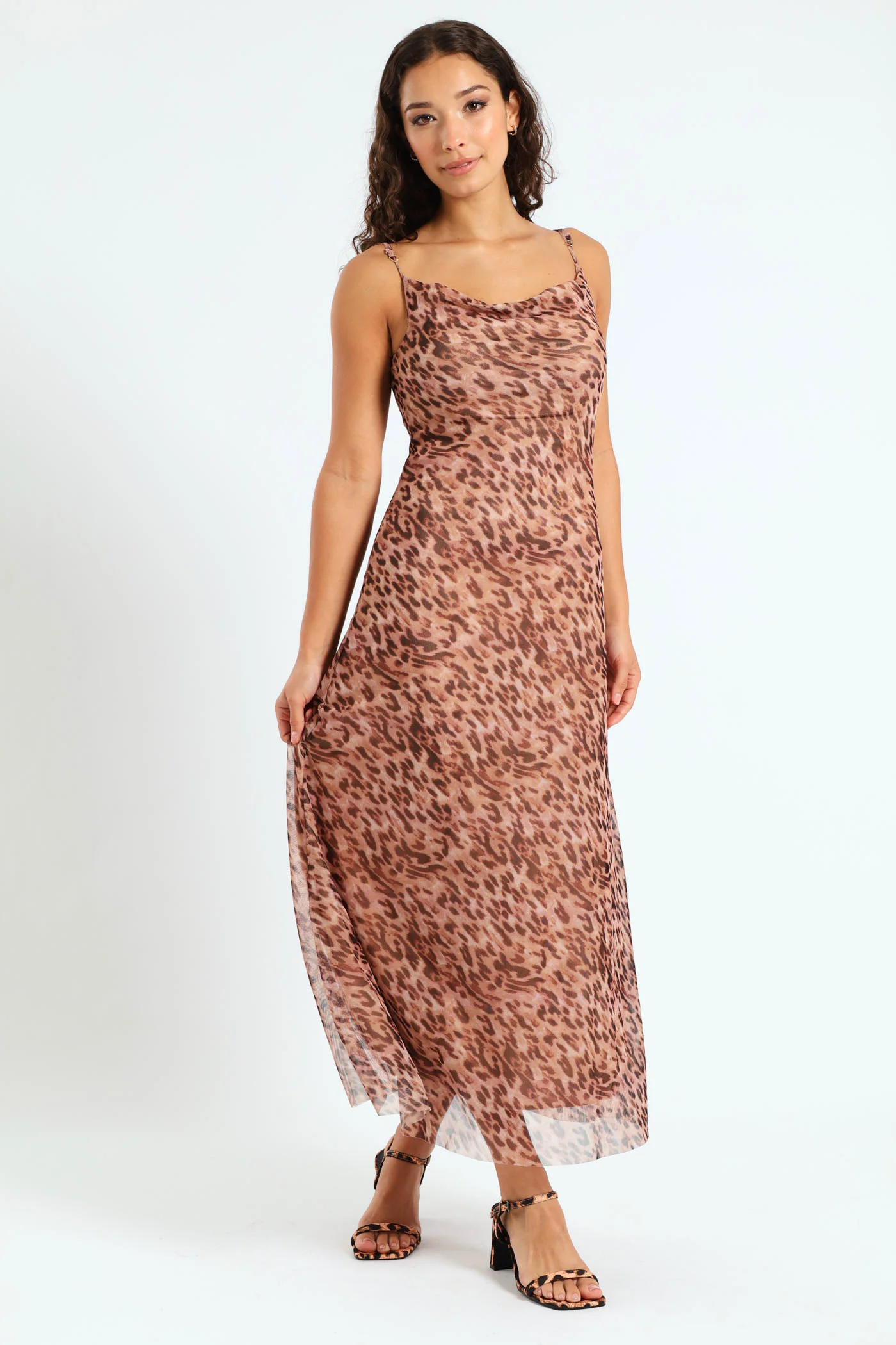 Animal Print Mesh Maxi Dress - Animal - Image 4