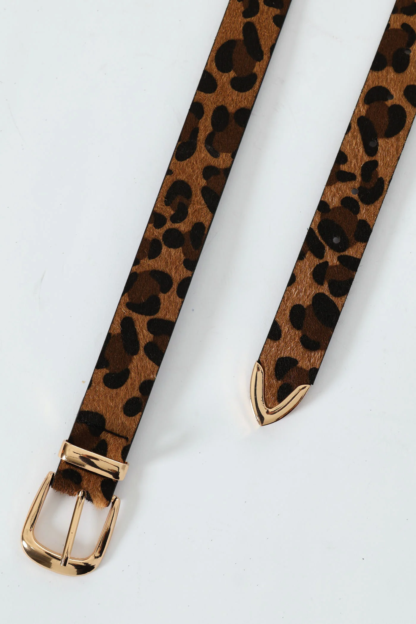 Animal Print Metal Trim Belt - Brown - Image 2
