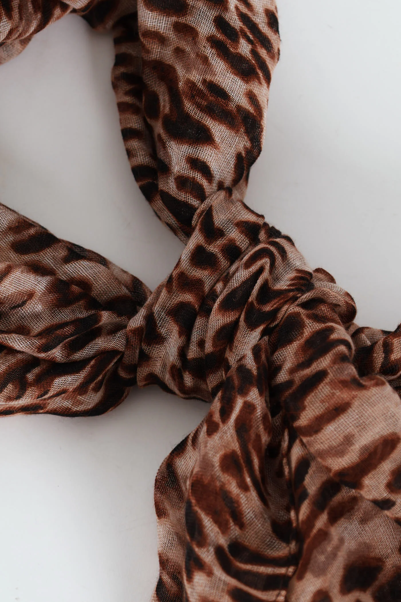 Animal Print Sheer Scarf - Brown - Image 3