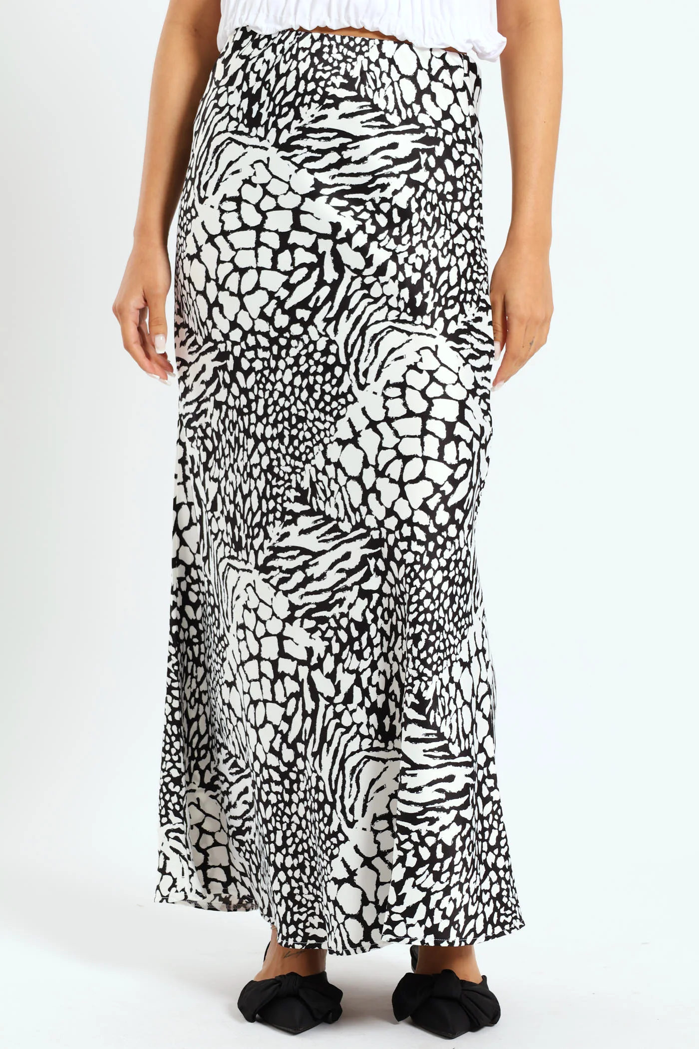 Animal Print Slip Skirt - Black/White