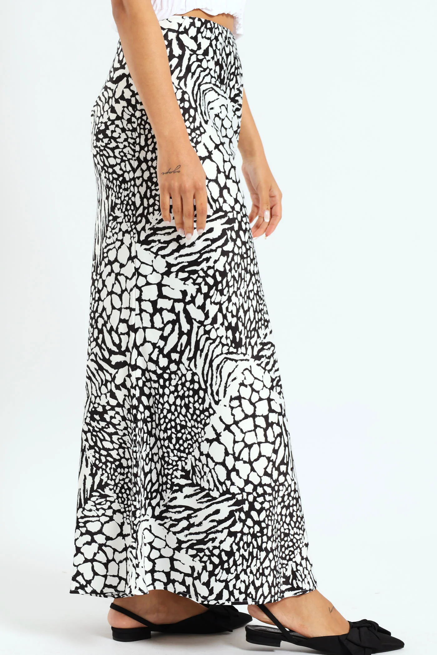 Animal Print Slip Skirt - Black/White - Image 2