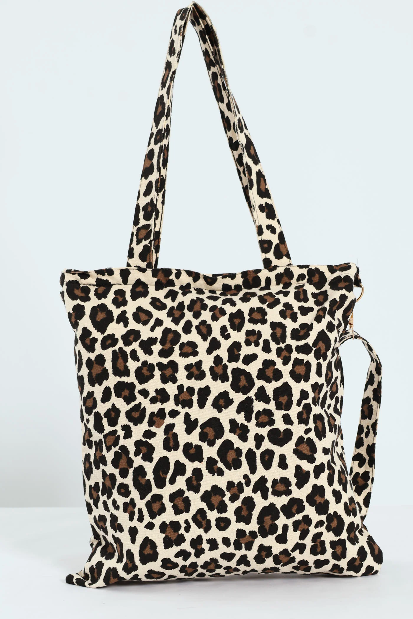Animal Print Slogan Canvas Shopper Bag - Brown