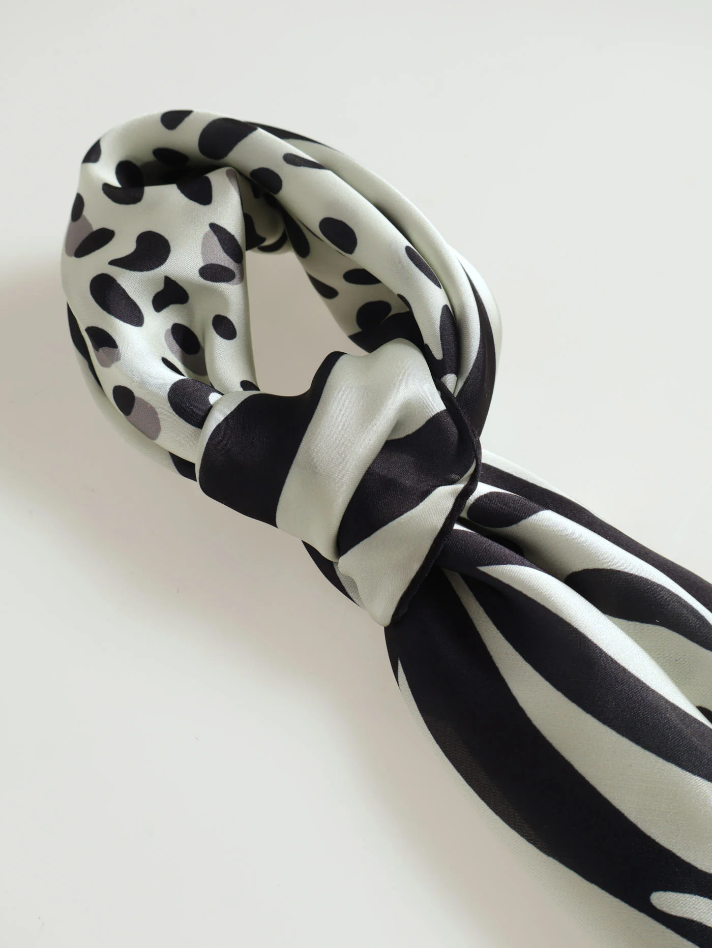Animal Satin Scarf - Black/White - Image 2